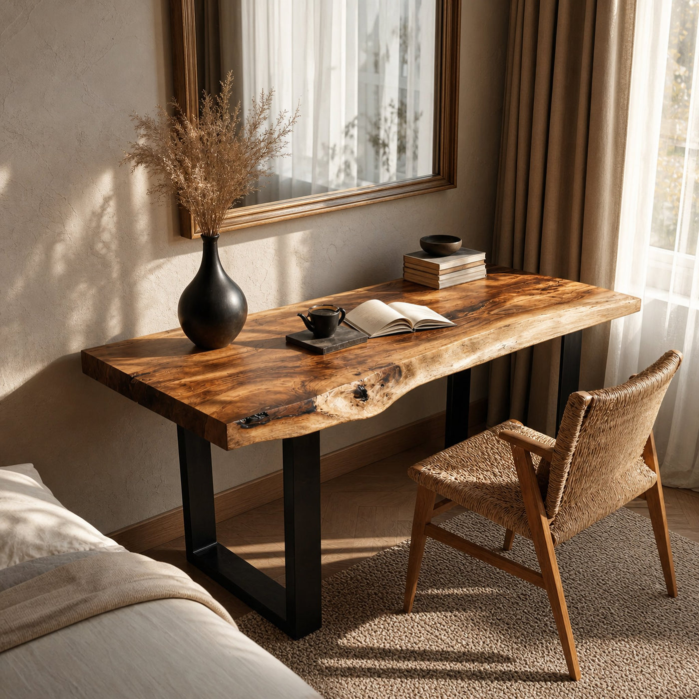 Handcrafted Wooden Tabletop For Modern Bedroom Decor - product view 2