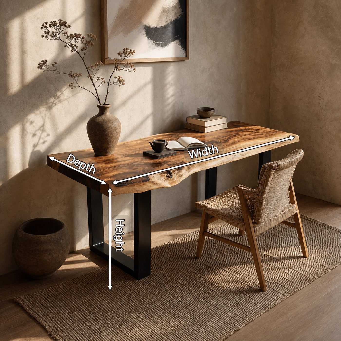 Handcrafted Wooden Tabletop For Modern Bedroom Decor - product view 8