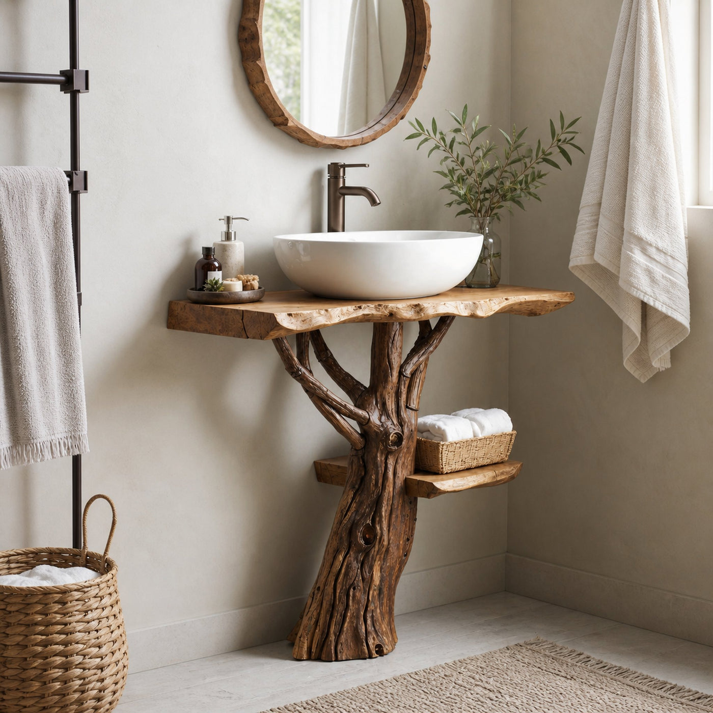 Handcrafted Wooden Vanity Bathroom