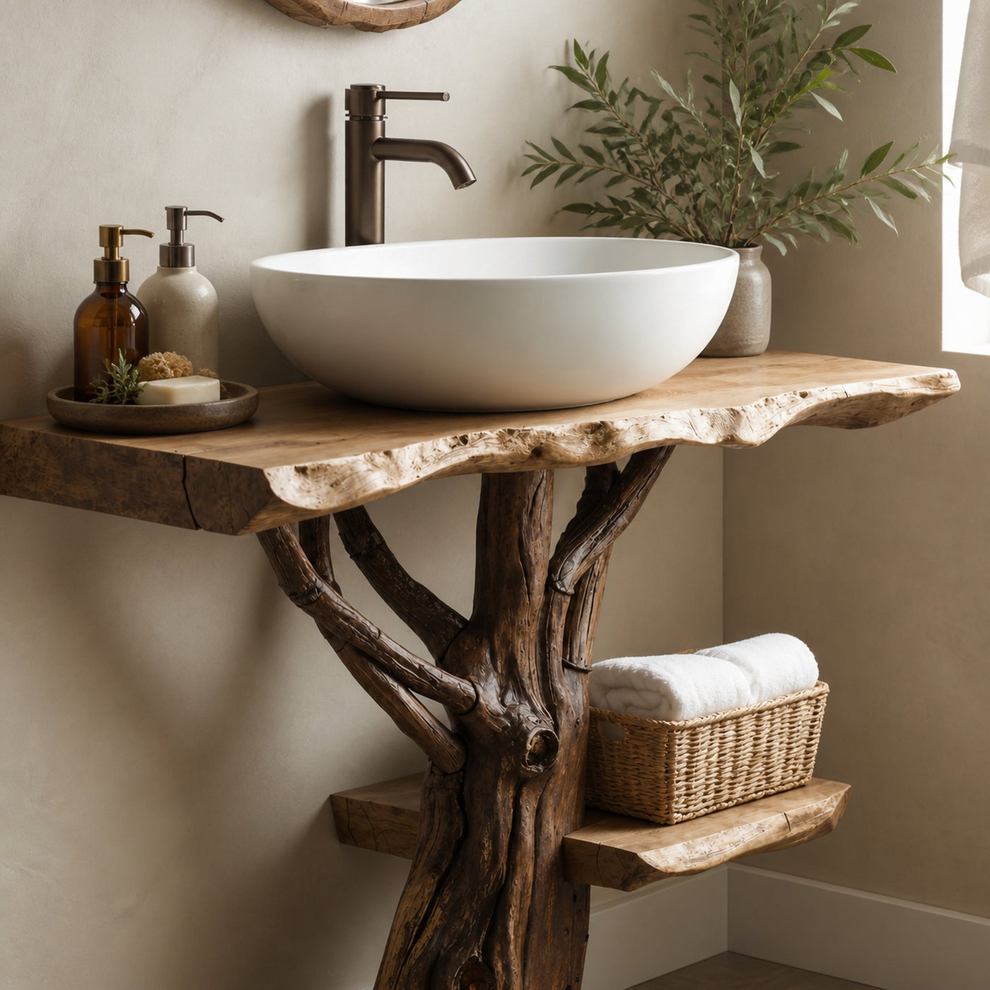 Handcrafted Wooden Vanity Bathroom - product view 2
