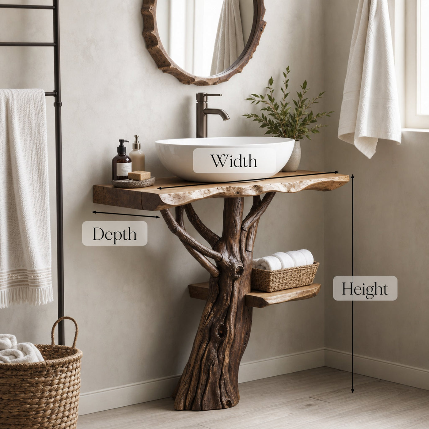 Handcrafted Wooden Vanity Bathroom - product view 5