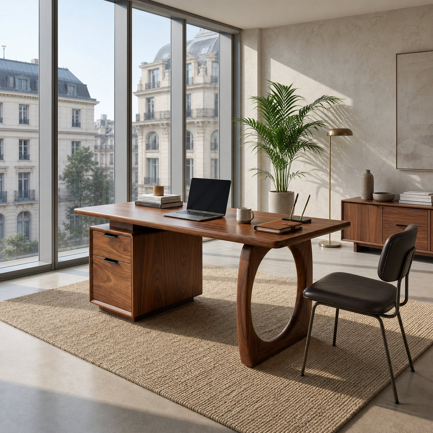 High Rise Workstation Desk With Curved Base For Penthouse Office - product view 6