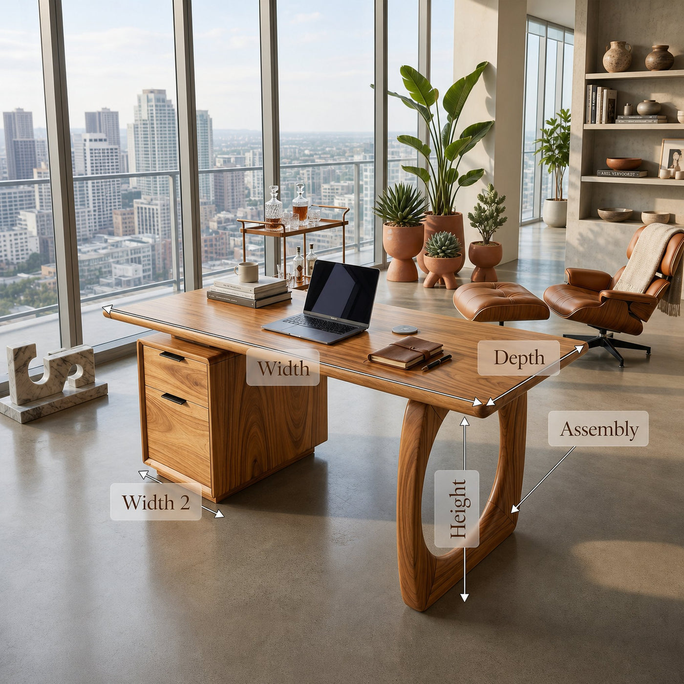 High Rise Workstation Desk With Curved Base For Penthouse Office - product view 8