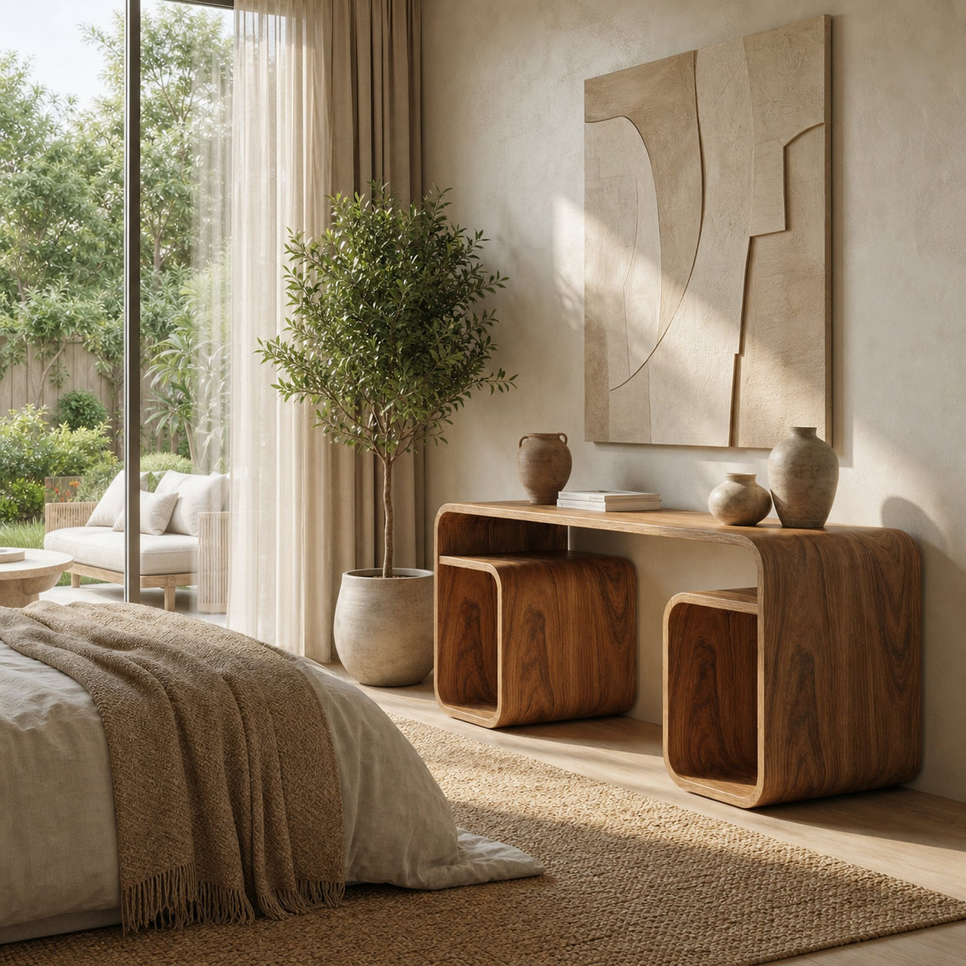 Japandi Curved Desk For Bedroom And Study Room - product view 3