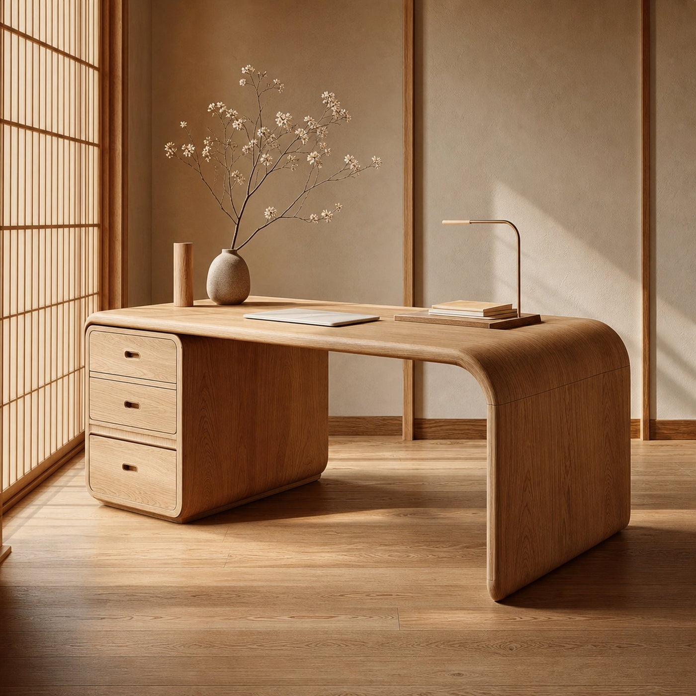 Japandi Harmony Writing Desk Bedroom And Work Room