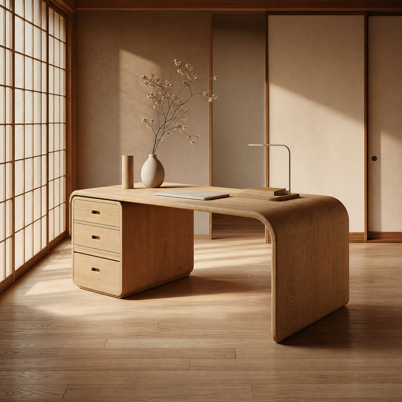 Japandi Harmony Writing Desk Bedroom And Work Room - product view 2