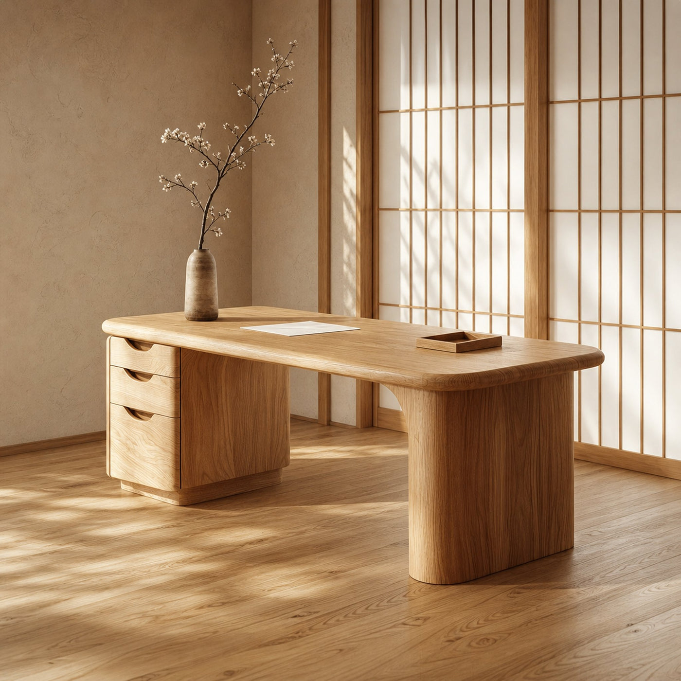 Japandi Organic Minimal Work Desk Home Office And Study Room