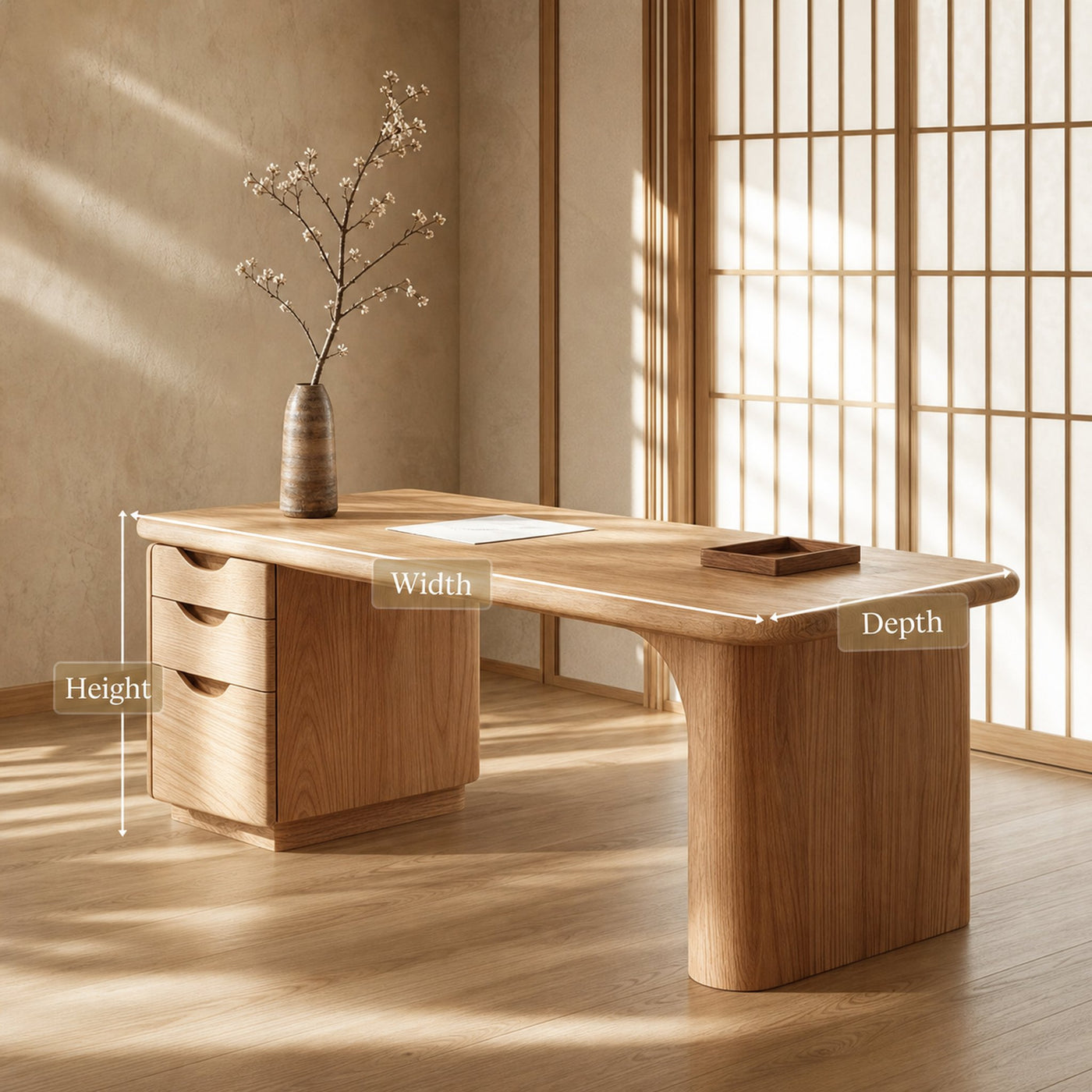 Japandi Organic Minimal Work Desk Home Office And Study Room - product view 5