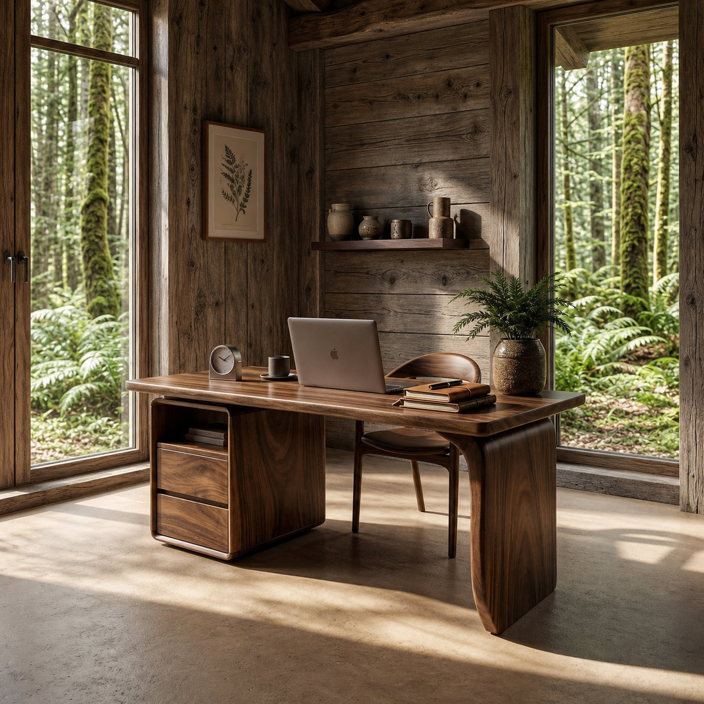 Japandi Study Desk With Curved Legs For Zen Office Room - product view 6