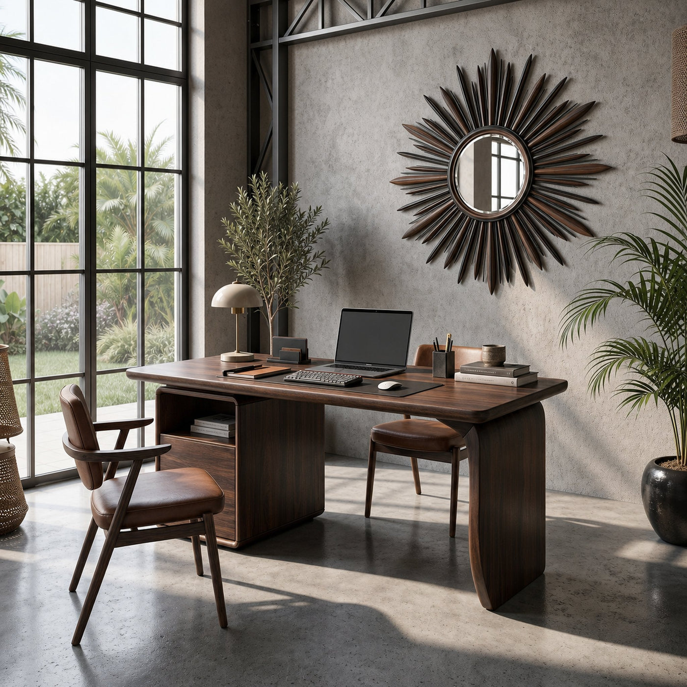 Japandi Study Desk With Curved Legs For Zen Office Room - product view 7