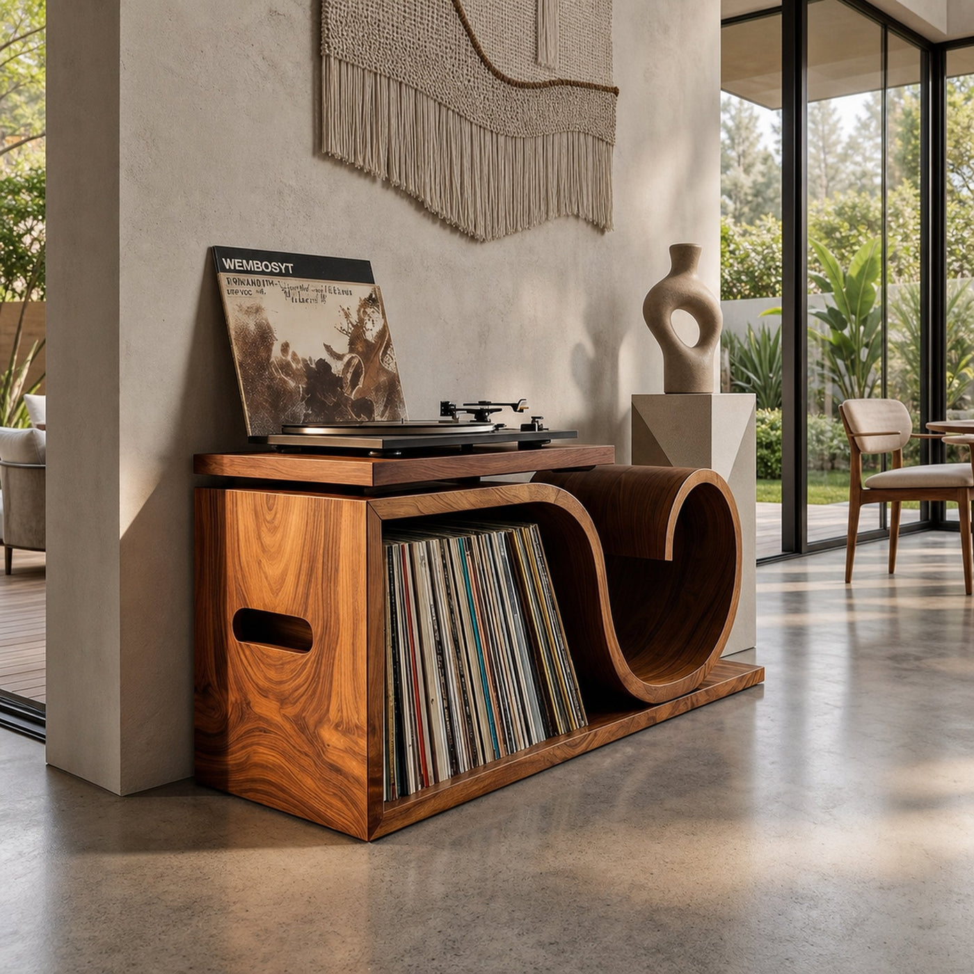Japandi Wave Record Player Cabinet Wellness Room