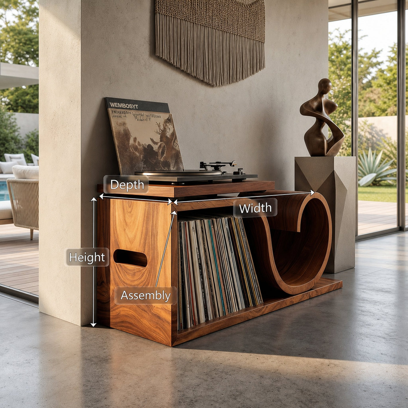 Japandi Wave Record Player Cabinet Wellness Room - product view 8
