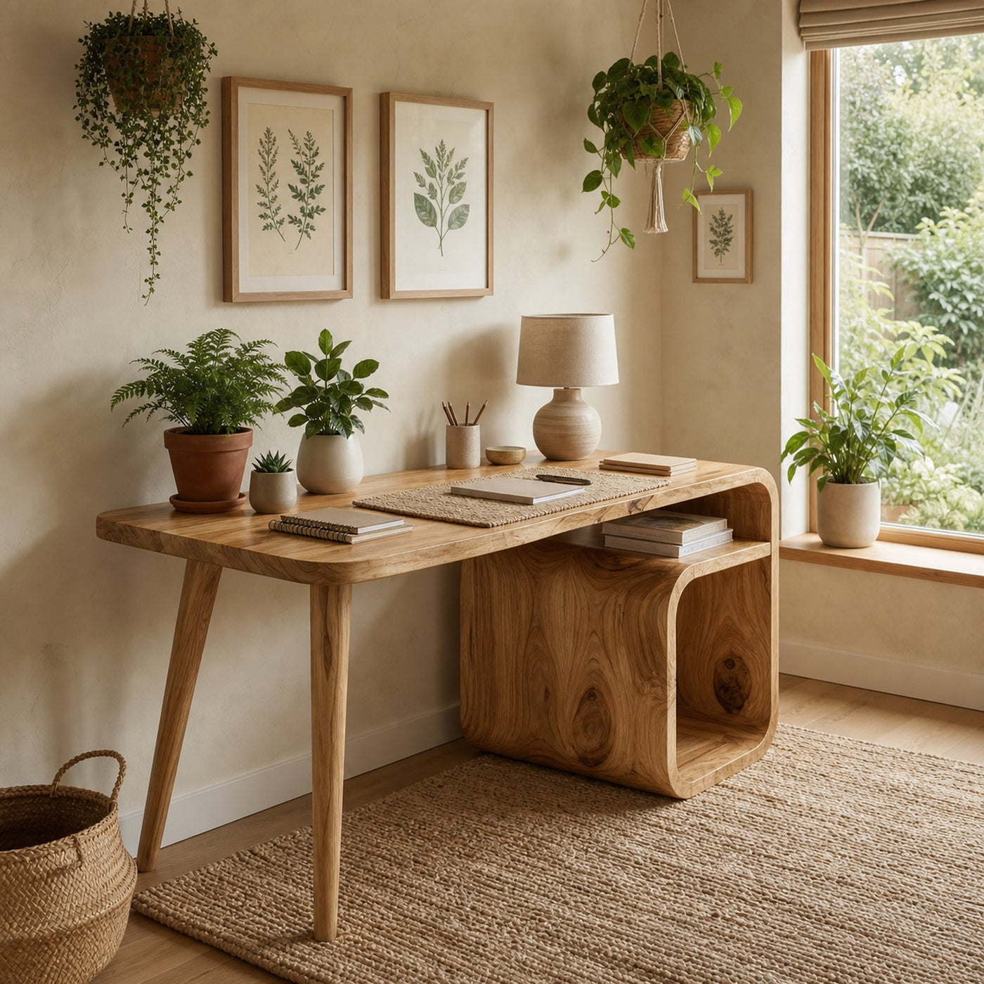 Japandi Writing Desk For Home Office And Bedroom