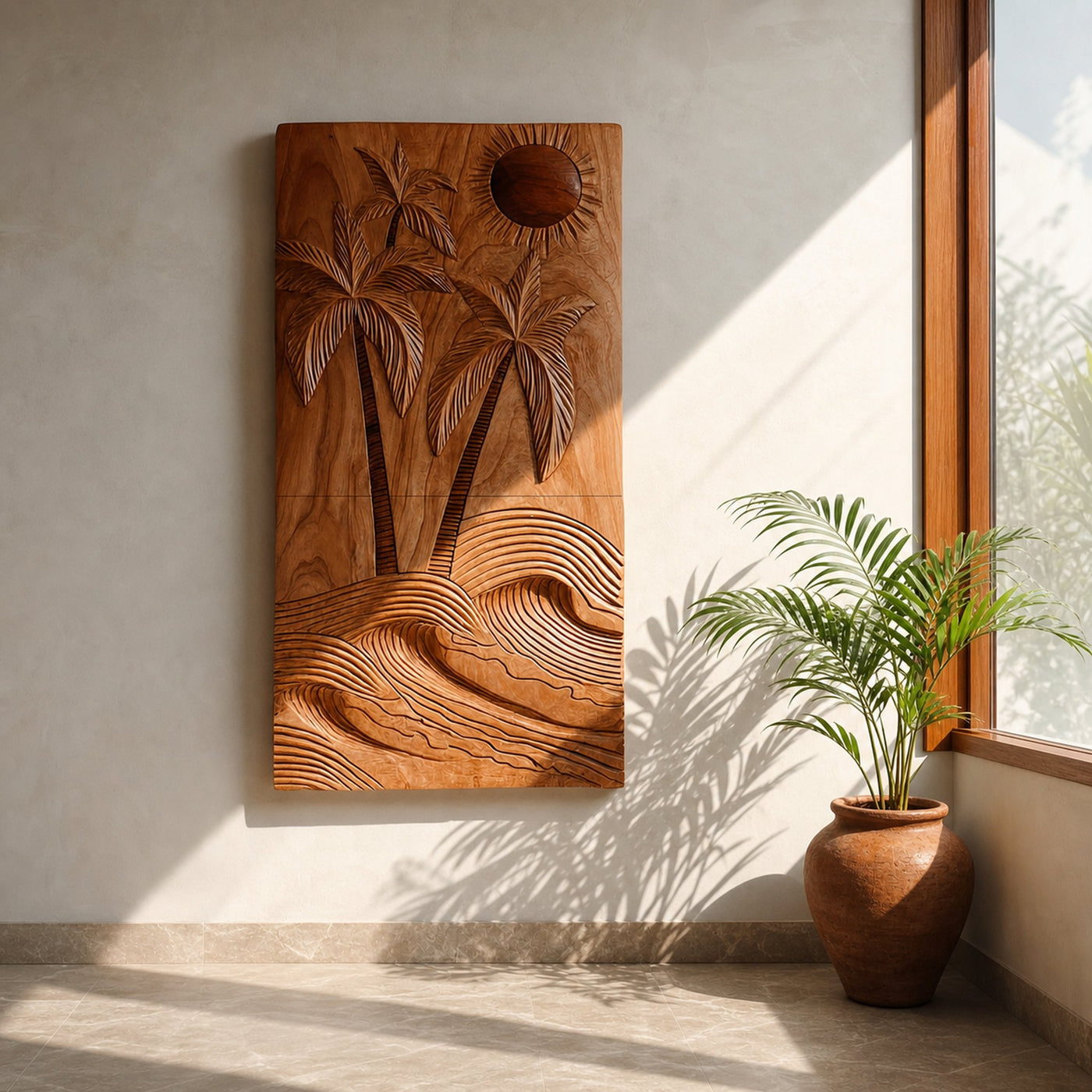 Large Coastal Wave Wood Wall Art For Contemporary Interior Design