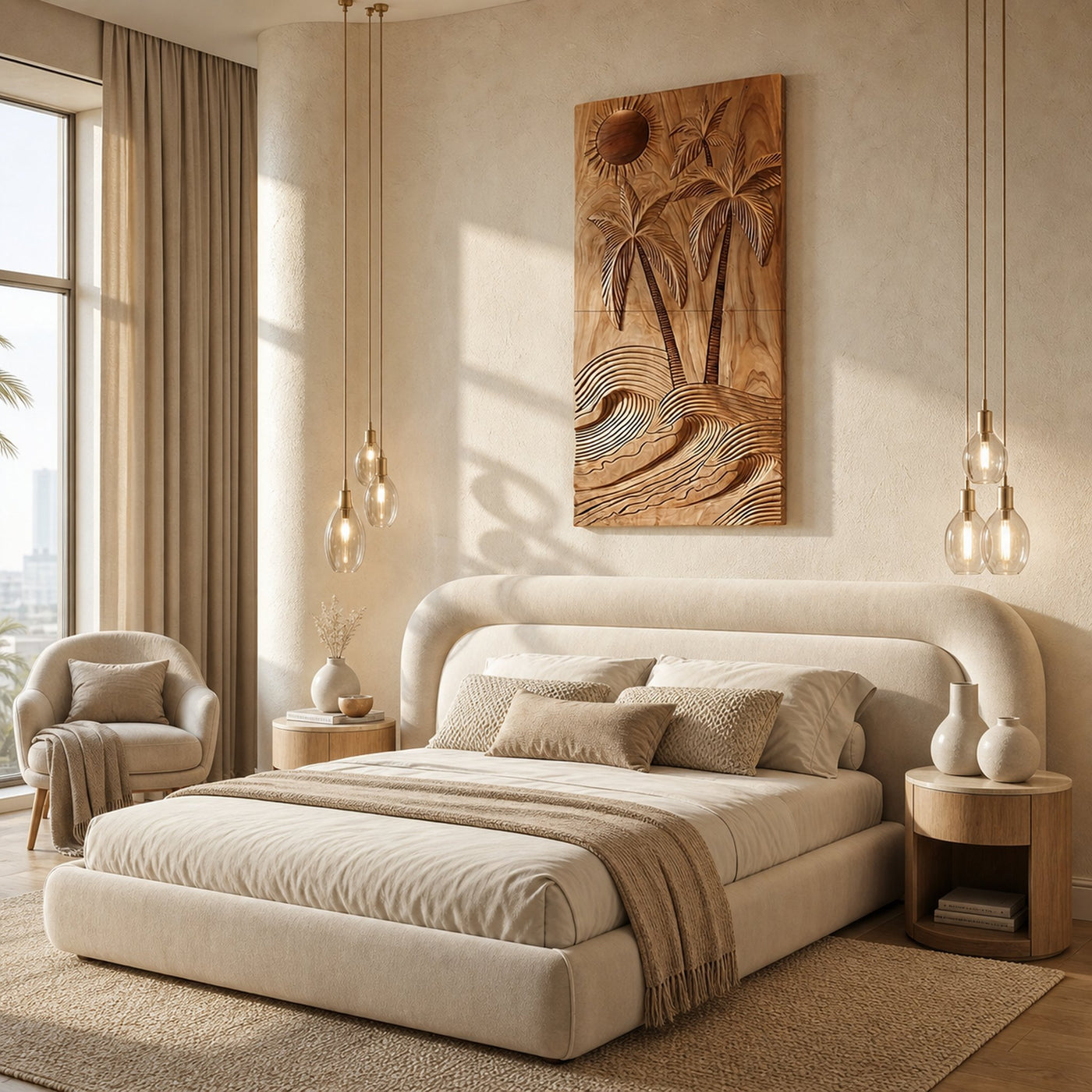 Large Coastal Wave Wood Wall Art For Contemporary Interior Design - product view 2