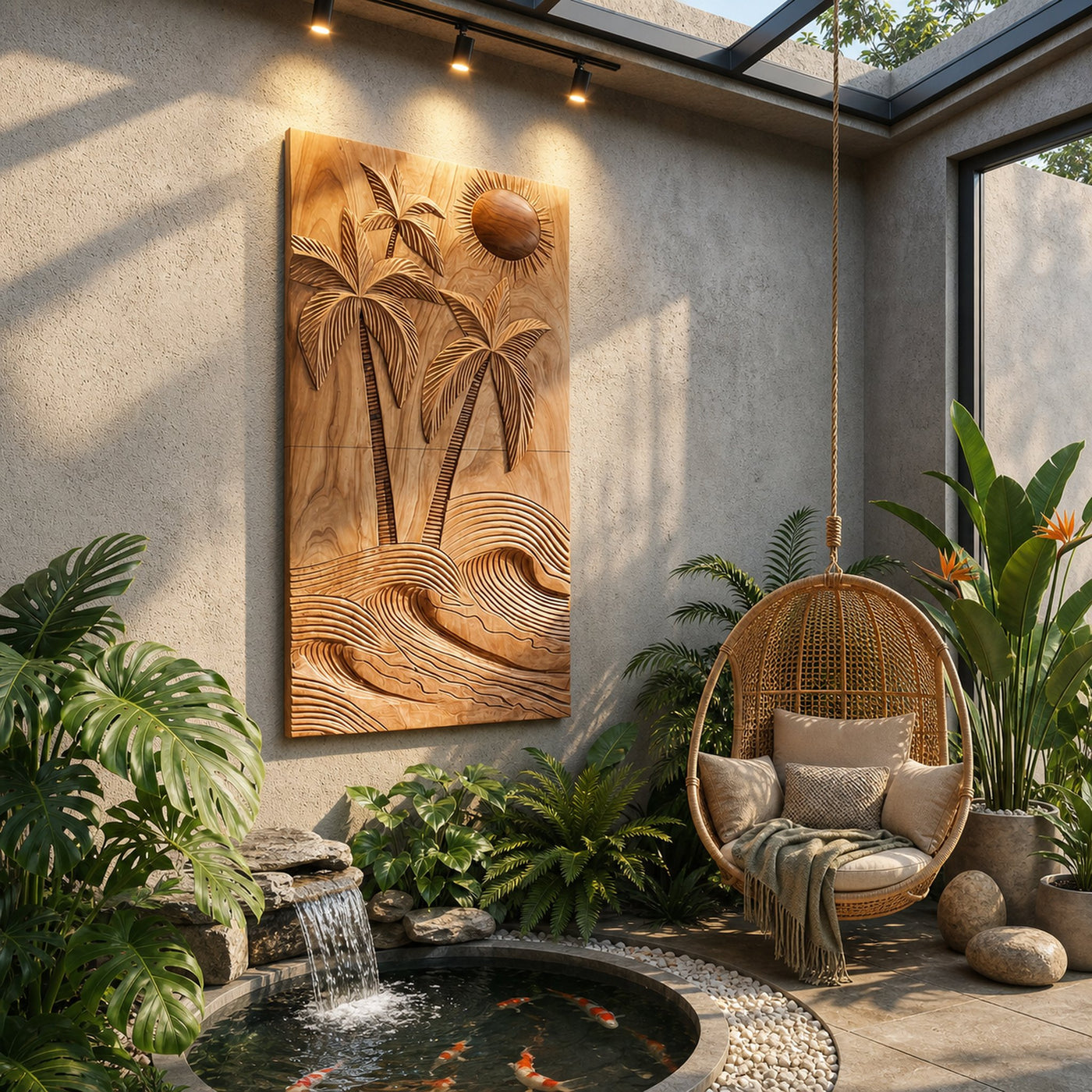 Large Coastal Wave Wood Wall Art For Contemporary Interior Design - product view 4