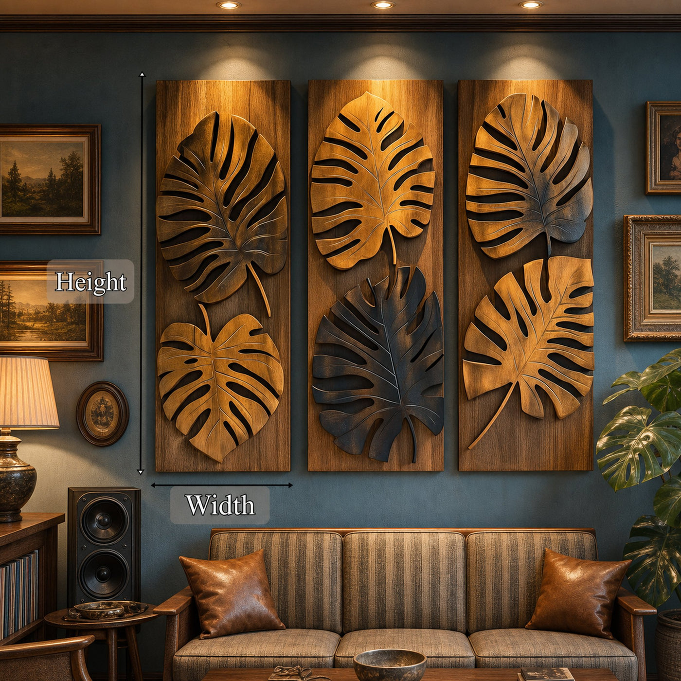 Layered Monstera Solid Wood Wall Art Contemporary Botanical Decor - product view 4