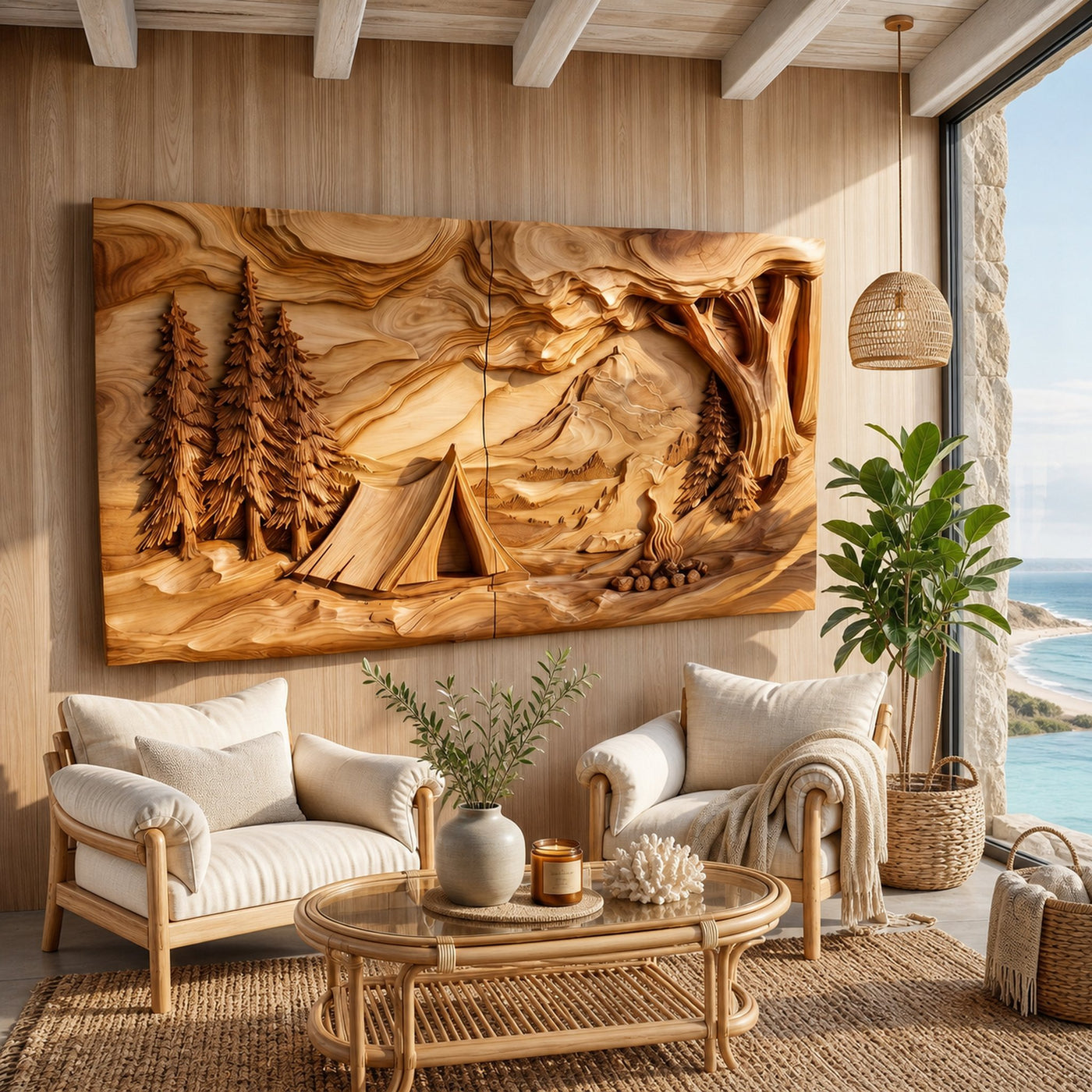 Layered Wood Wall Art Panel For Luxury Entryway Interior Design - product view 4