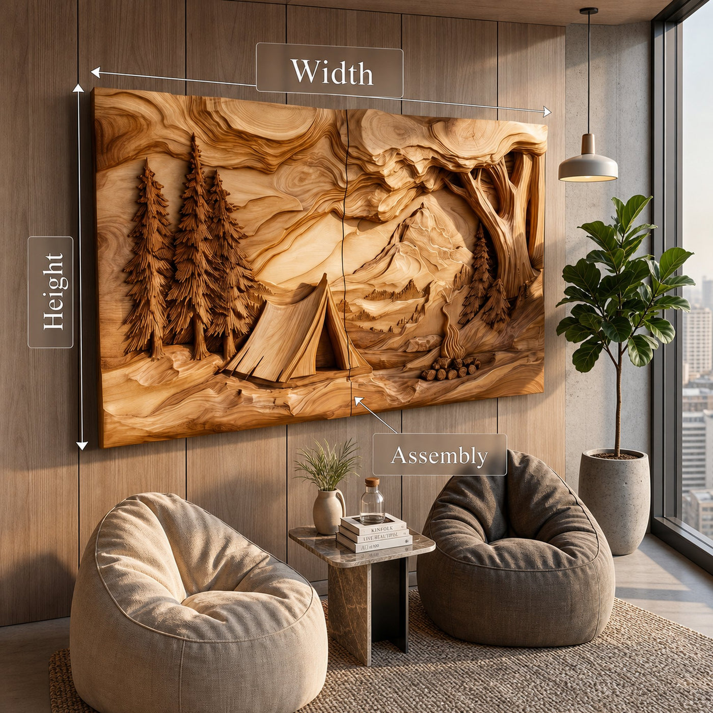 Layered Wood Wall Art Panel For Luxury Entryway Interior Design - product view 5