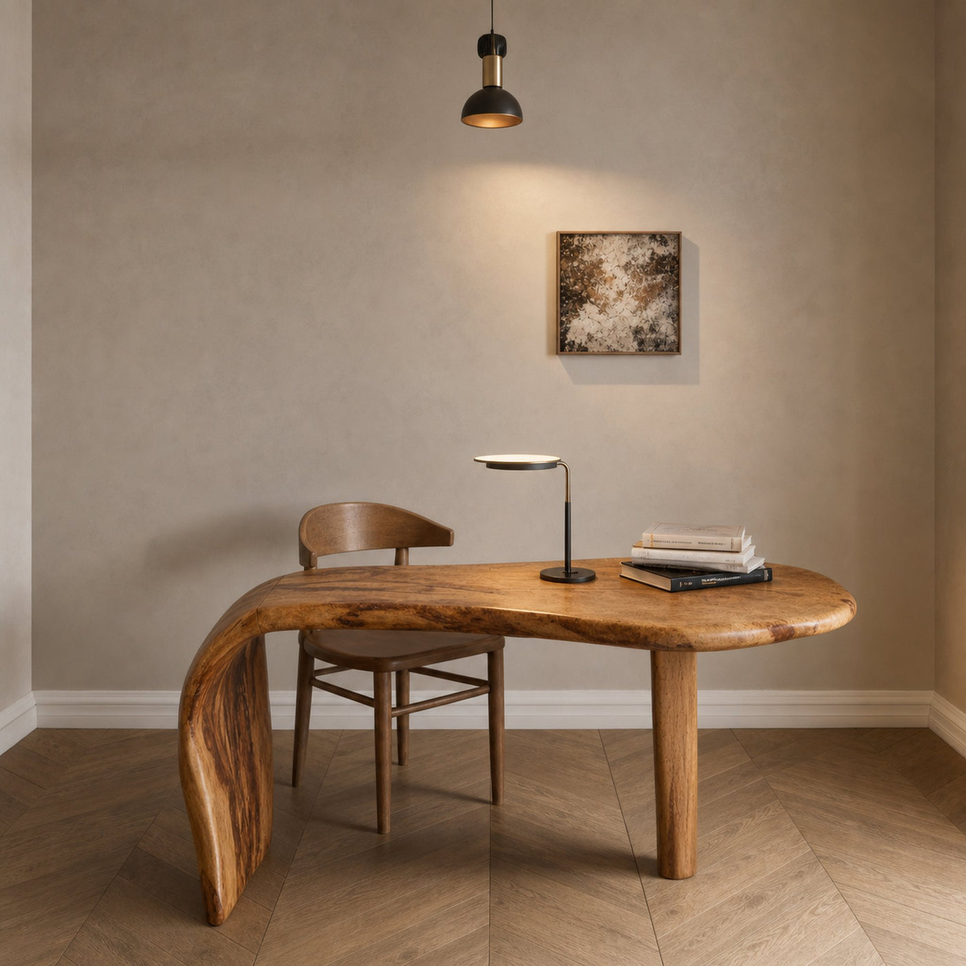 Live Edge Desk With Organic Curved Design For Home Office And Workspace