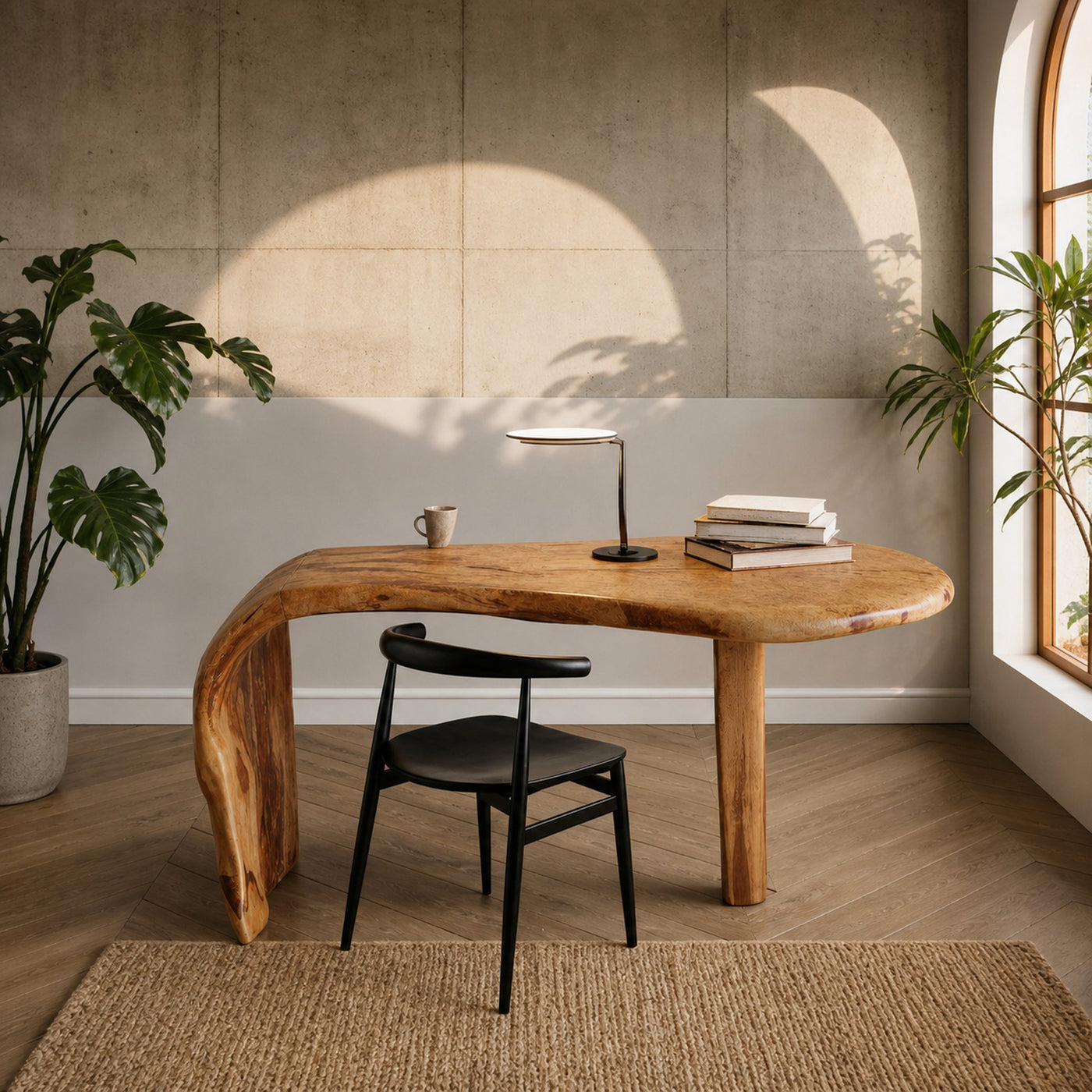 Live Edge Desk With Organic Curved Design For Home Office And Workspace - product view 2