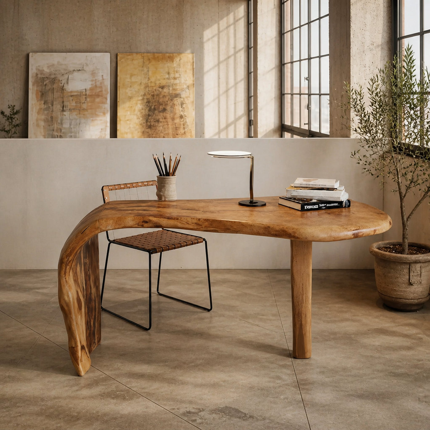 Live Edge Desk With Organic Curved Design For Home Office And Workspace - product view 3