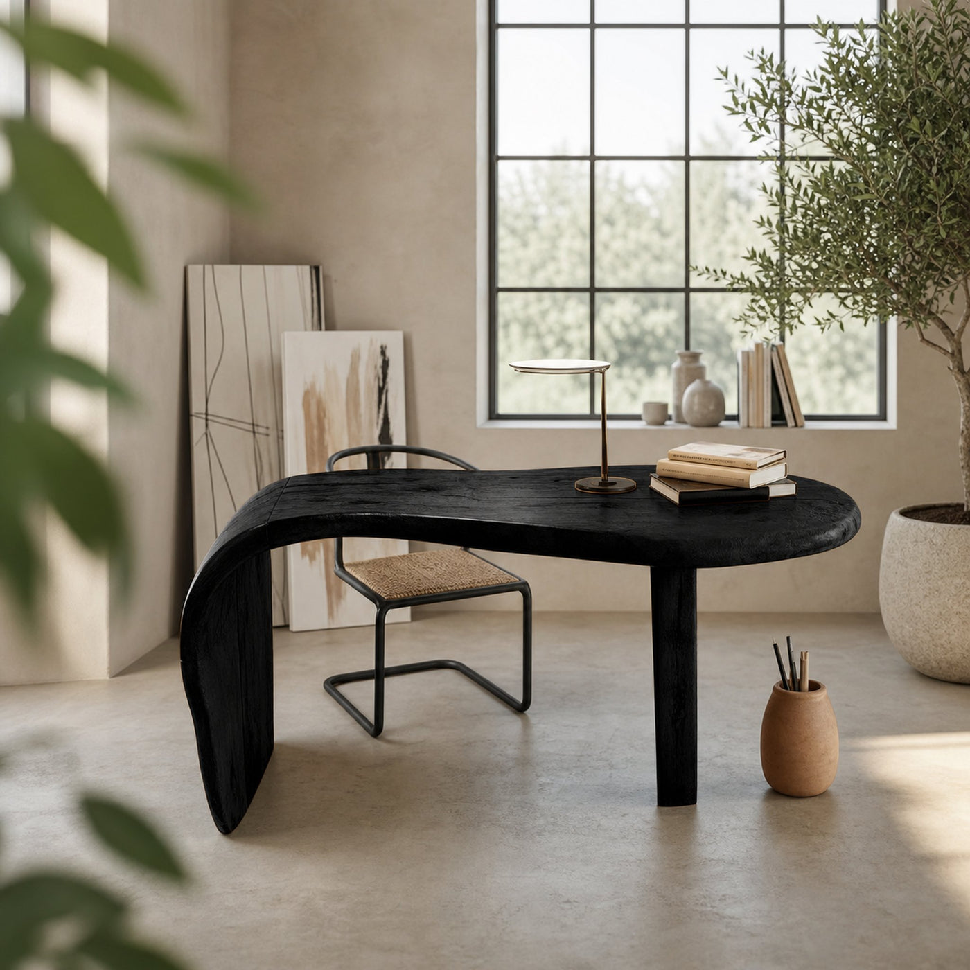Live Edge Desk With Organic Curved Design For Home Office And Workspace - product view 4