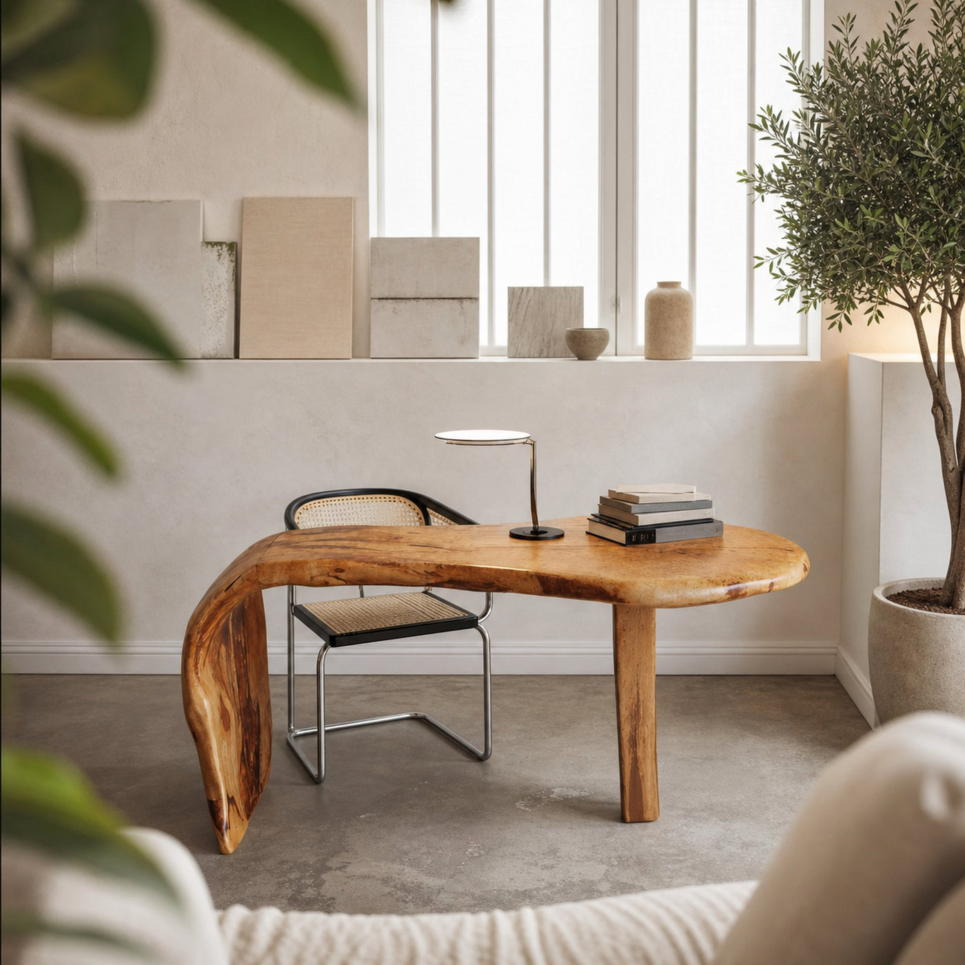 Live Edge Desk With Organic Curved Design For Home Office And Workspace - product view 5