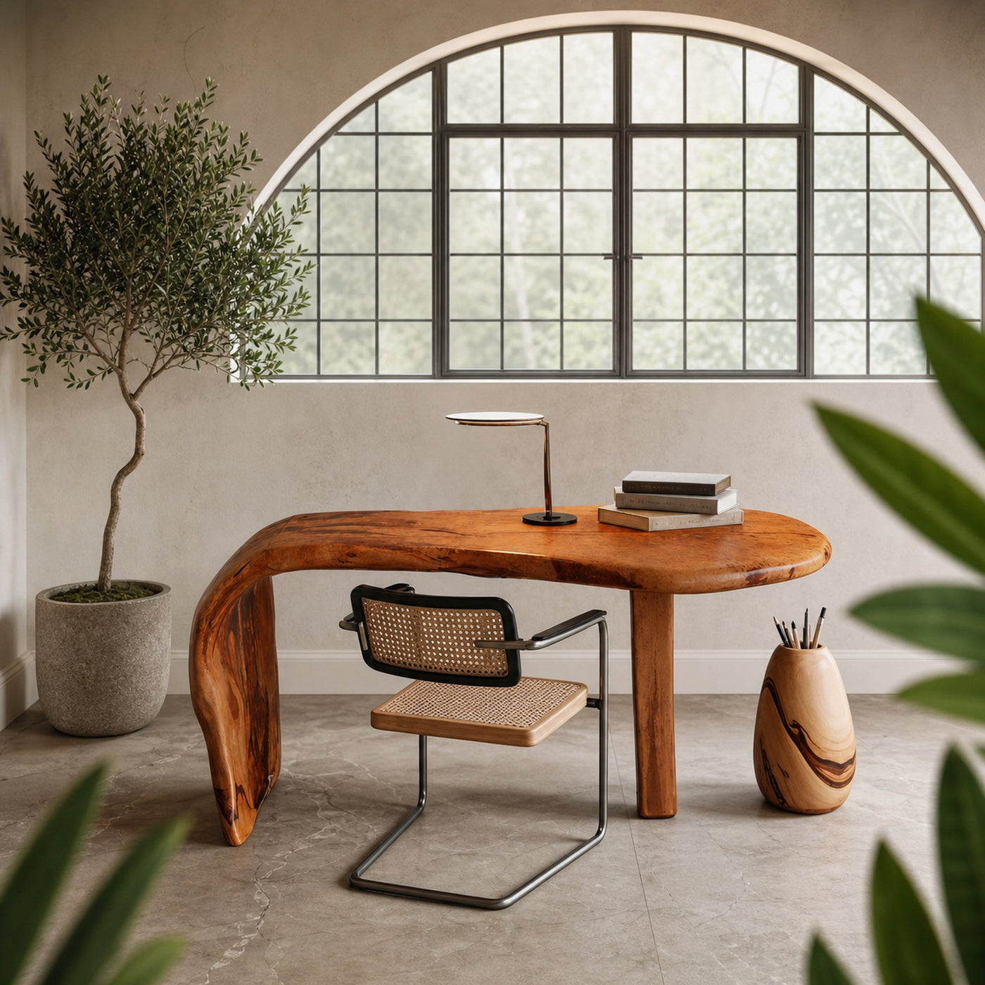 Live Edge Desk With Organic Curved Design For Home Office And Workspace - product view 6
