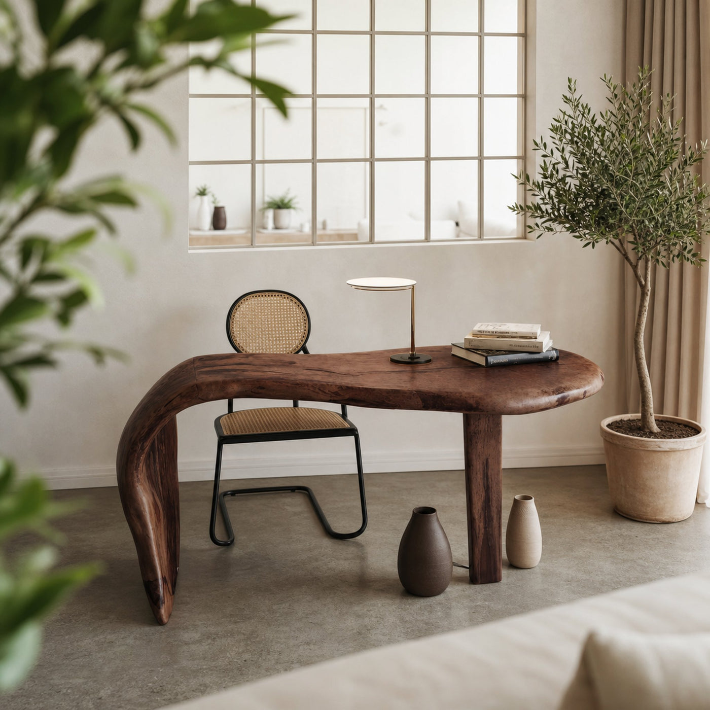 Live Edge Desk With Organic Curved Design For Home Office And Workspace - product view 7
