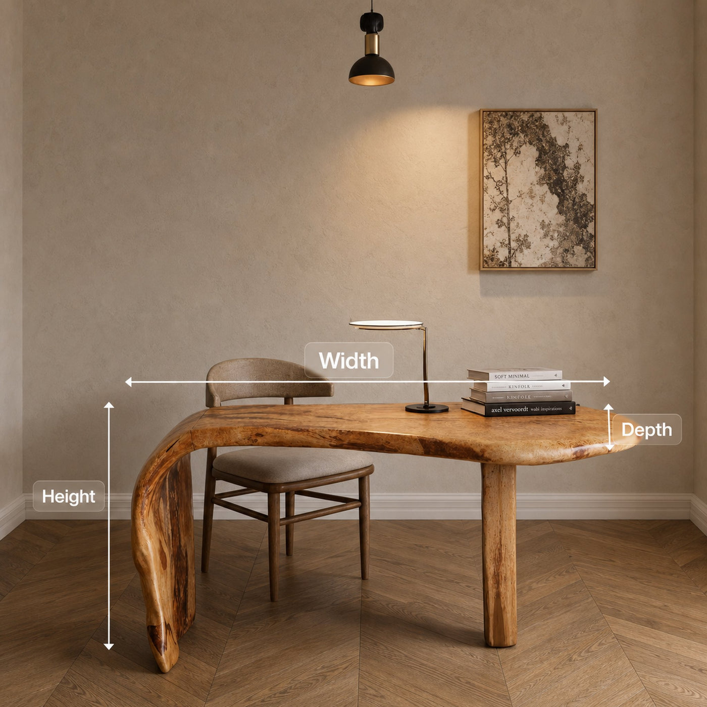 Live Edge Desk With Organic Curved Design For Home Office And Workspace - product view 8