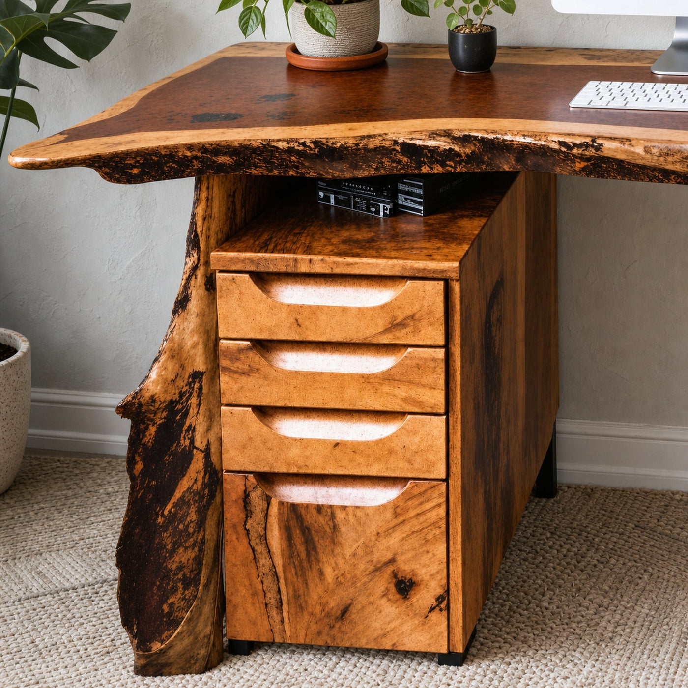 Live Edge Industrial Desk And Rustic Handcrafted Office Desk For Home Office And Creative Workspace - product view 2