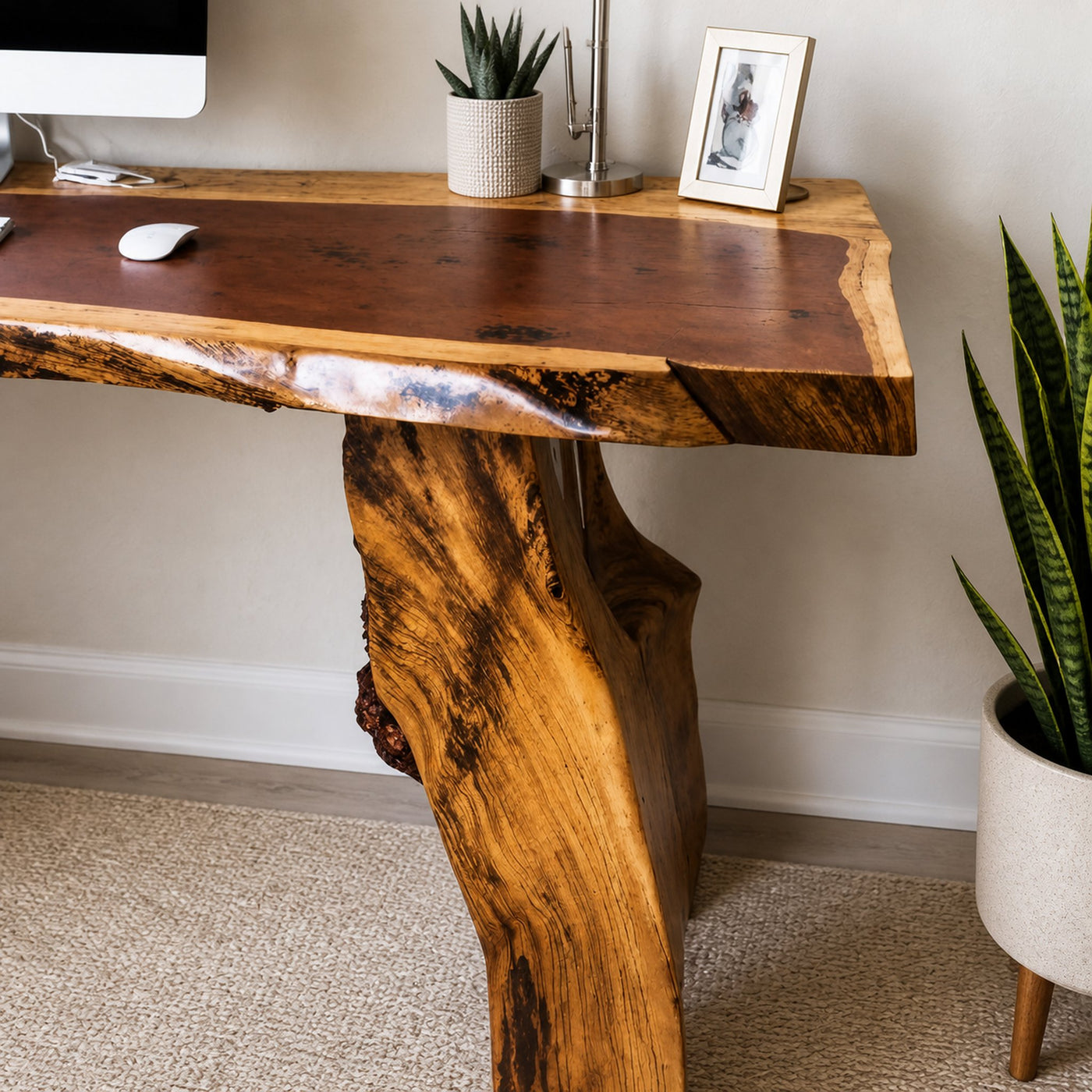 Live Edge Industrial Desk And Rustic Handcrafted Office Desk For Home Office And Creative Workspace - product view 3