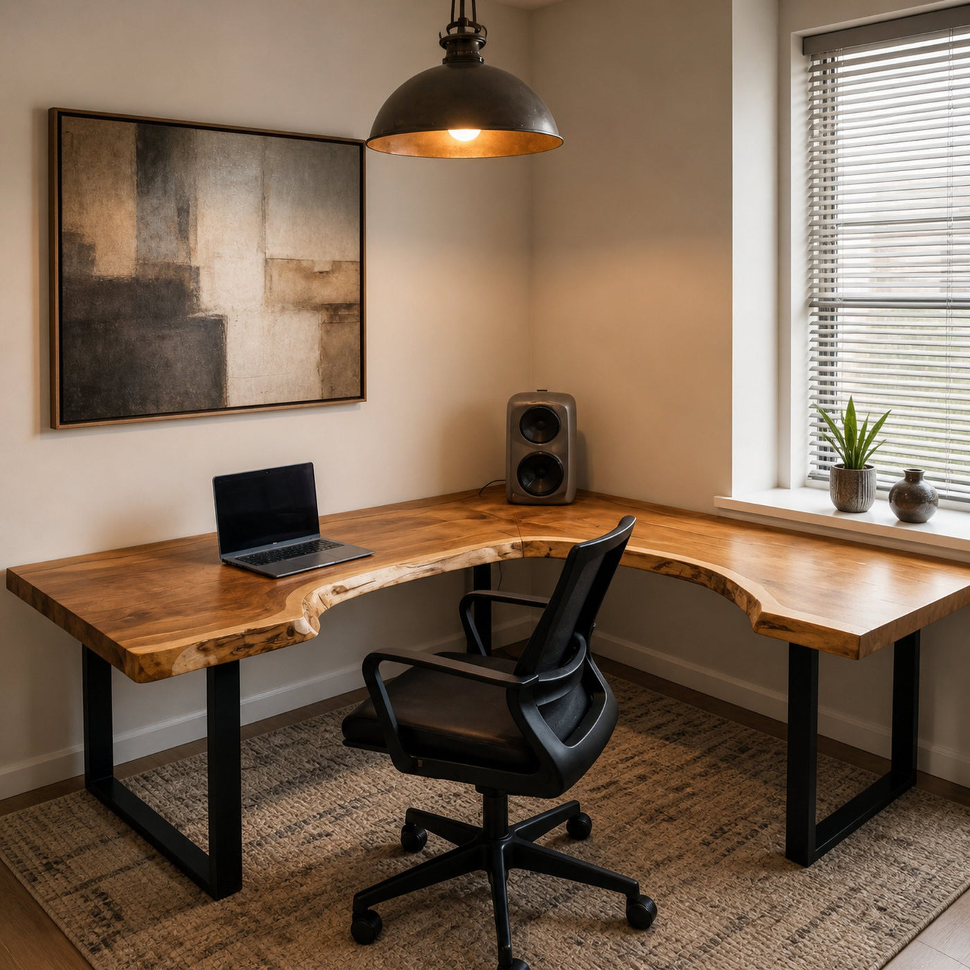 Live Edge L Shaped Desk With Metal Legs For Home Office - product view 2