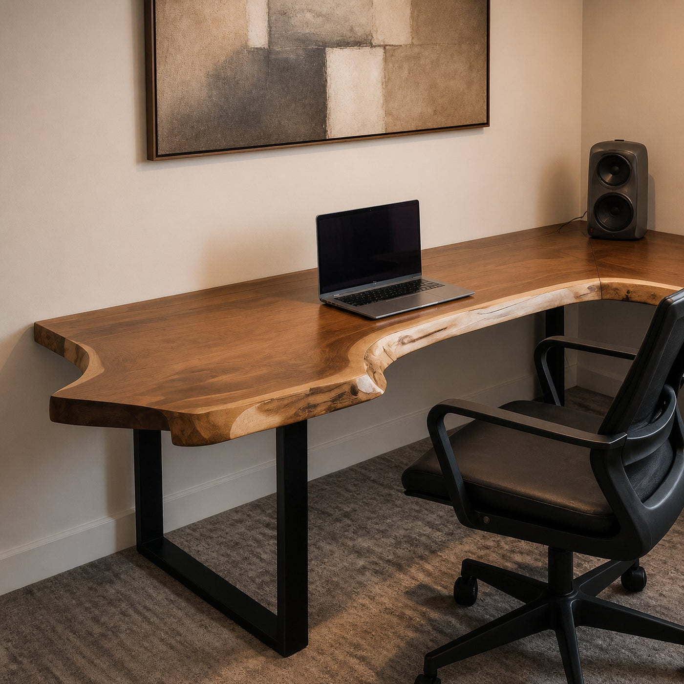 Live Edge L Shaped Desk With Metal Legs For Home Office - product view 3