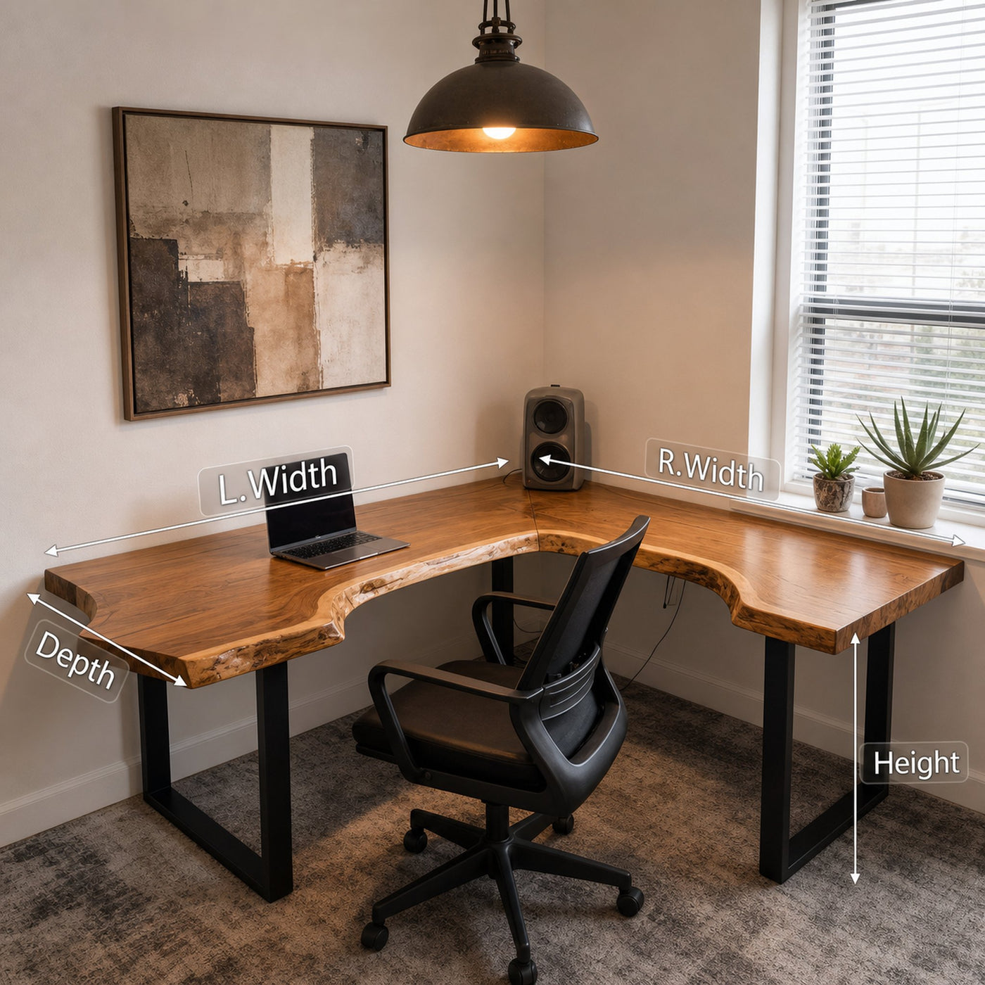 Live Edge L Shaped Desk With Metal Legs For Home Office - product view 6