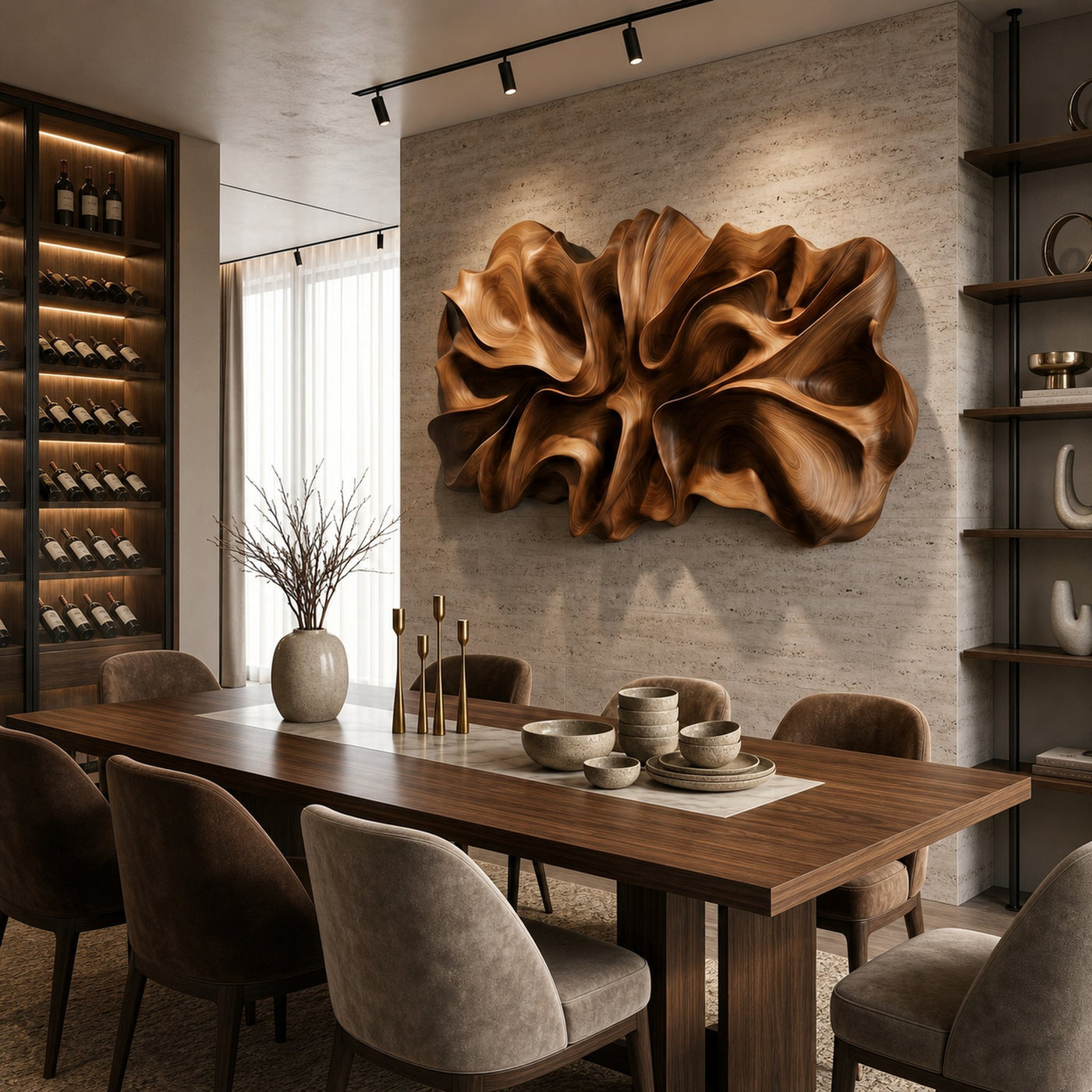 Luxury Abstract Floral Wood Wall Art Resort Reception Interior Design - product view 2