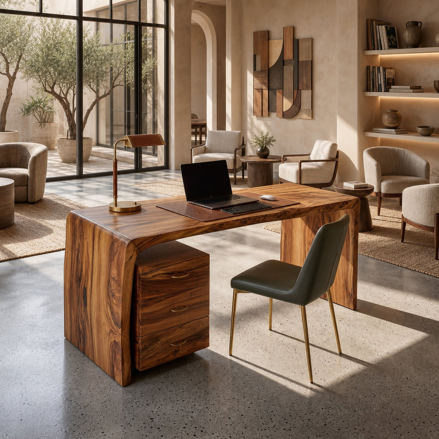 Luxury Executive Desk With Drawer Pedestal For Open Office