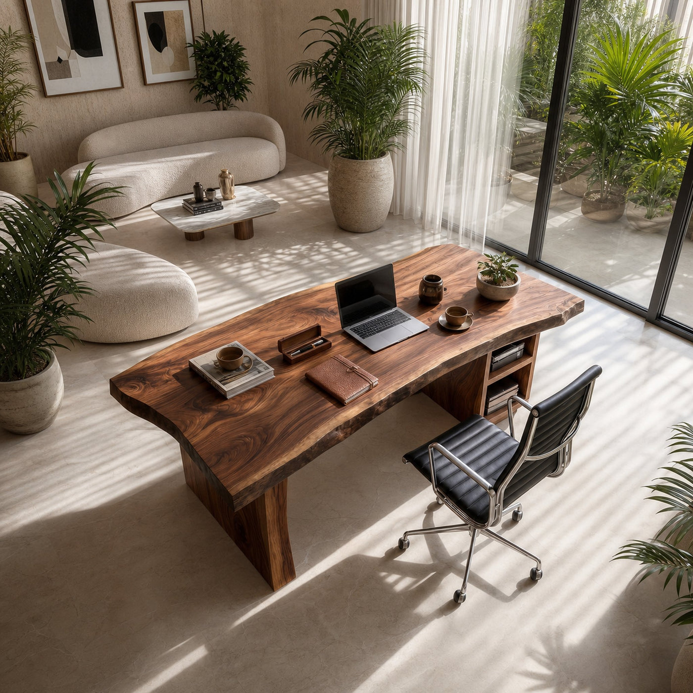 Luxury Executive Desk With Live Edge Top For Classic Home Office - product view 2