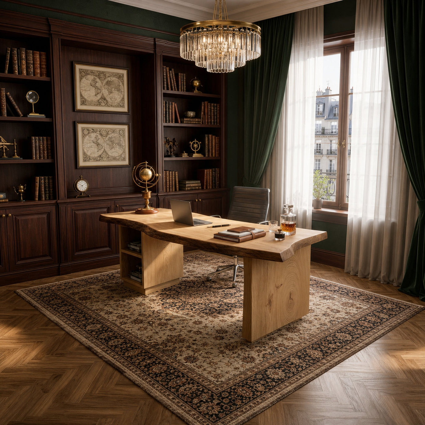 Luxury Executive Desk With Live Edge Top For Classic Home Office - product view 5