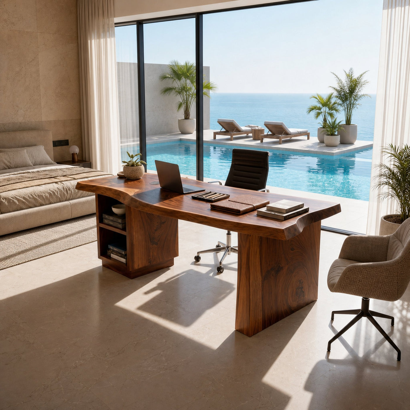 Luxury Executive Desk With Live Edge Top For Classic Home Office - product view 6