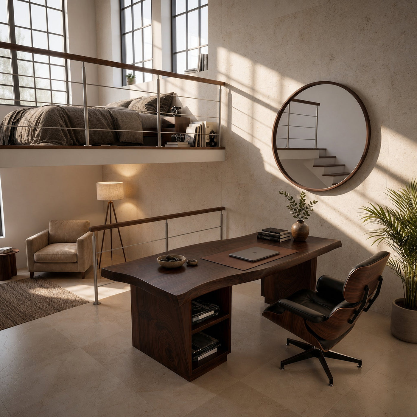 Luxury Executive Desk With Live Edge Top For Classic Home Office - product view 7