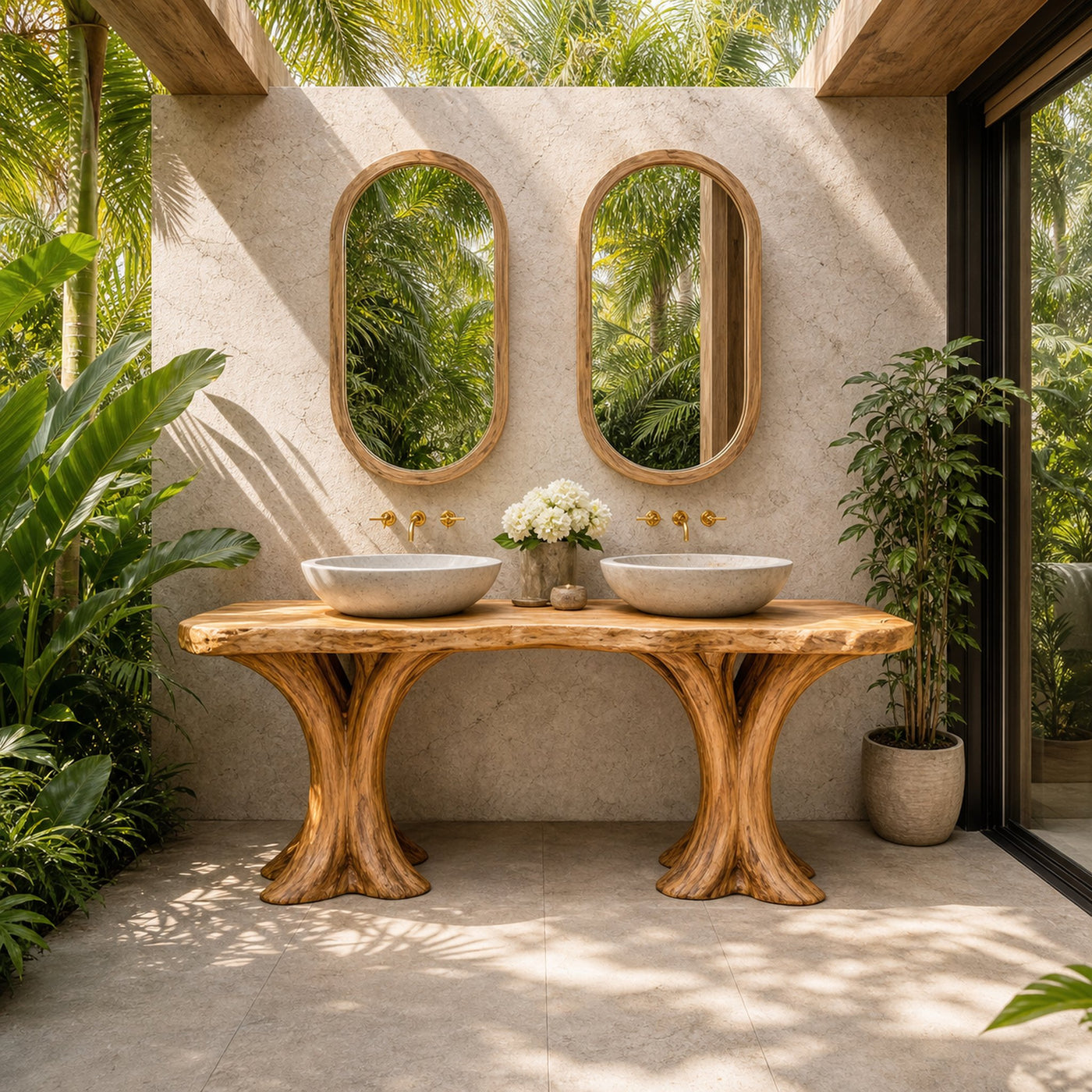 Luxury Live Edge Solid Wood Bathroom Vanity Organic Sculptural Base - product view 2