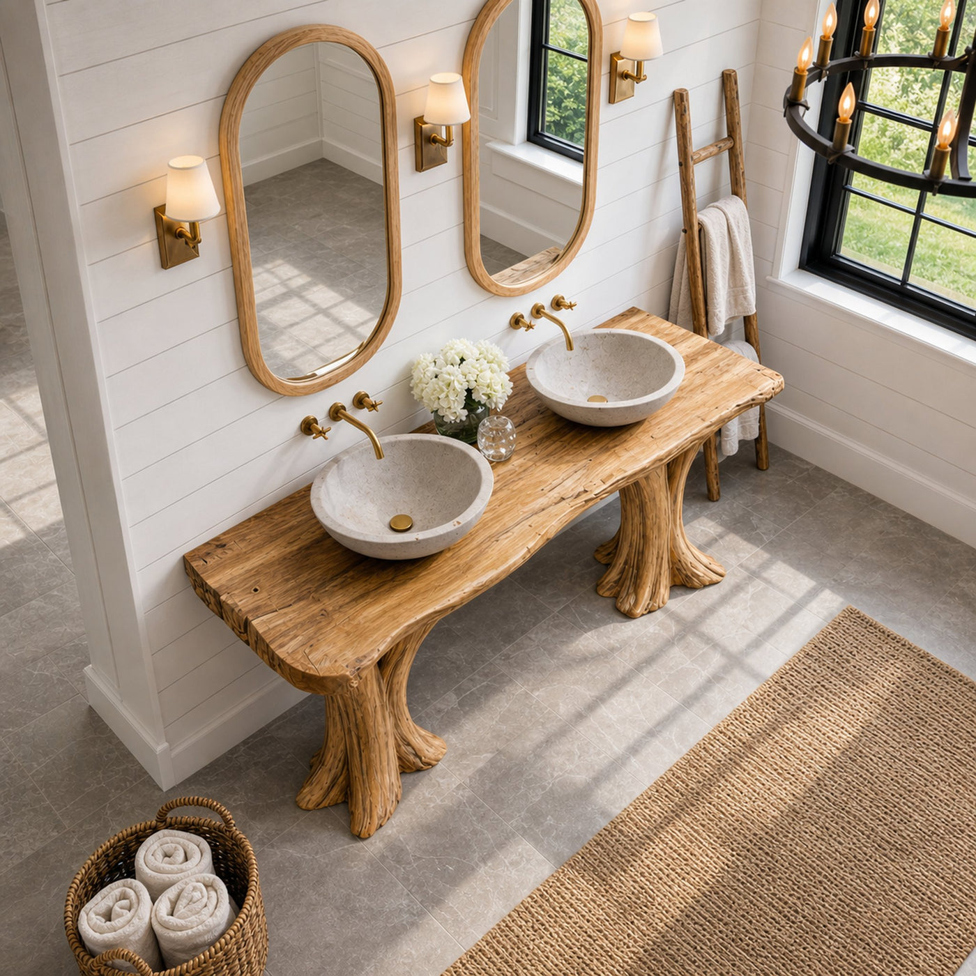 Luxury Live Edge Solid Wood Bathroom Vanity Organic Sculptural Base - product view 3