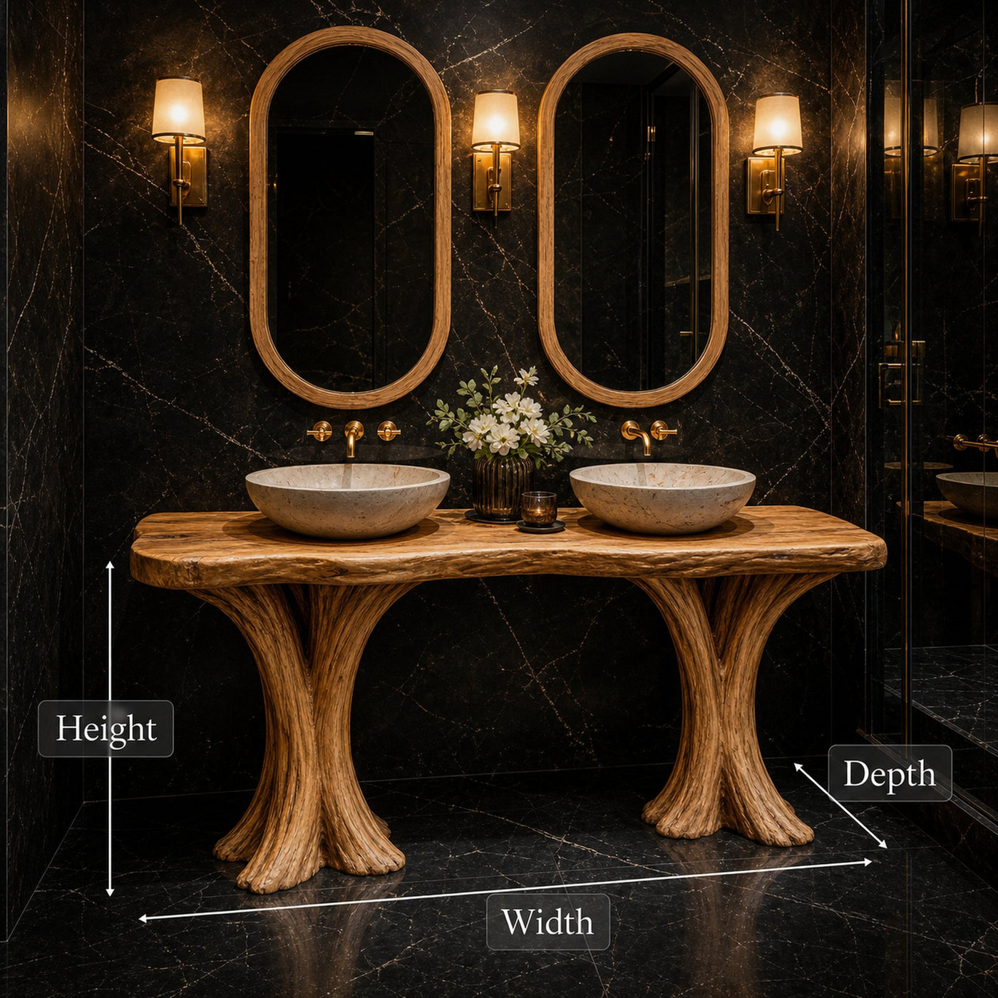 Luxury Live Edge Solid Wood Bathroom Vanity Organic Sculptural Base - product view 5