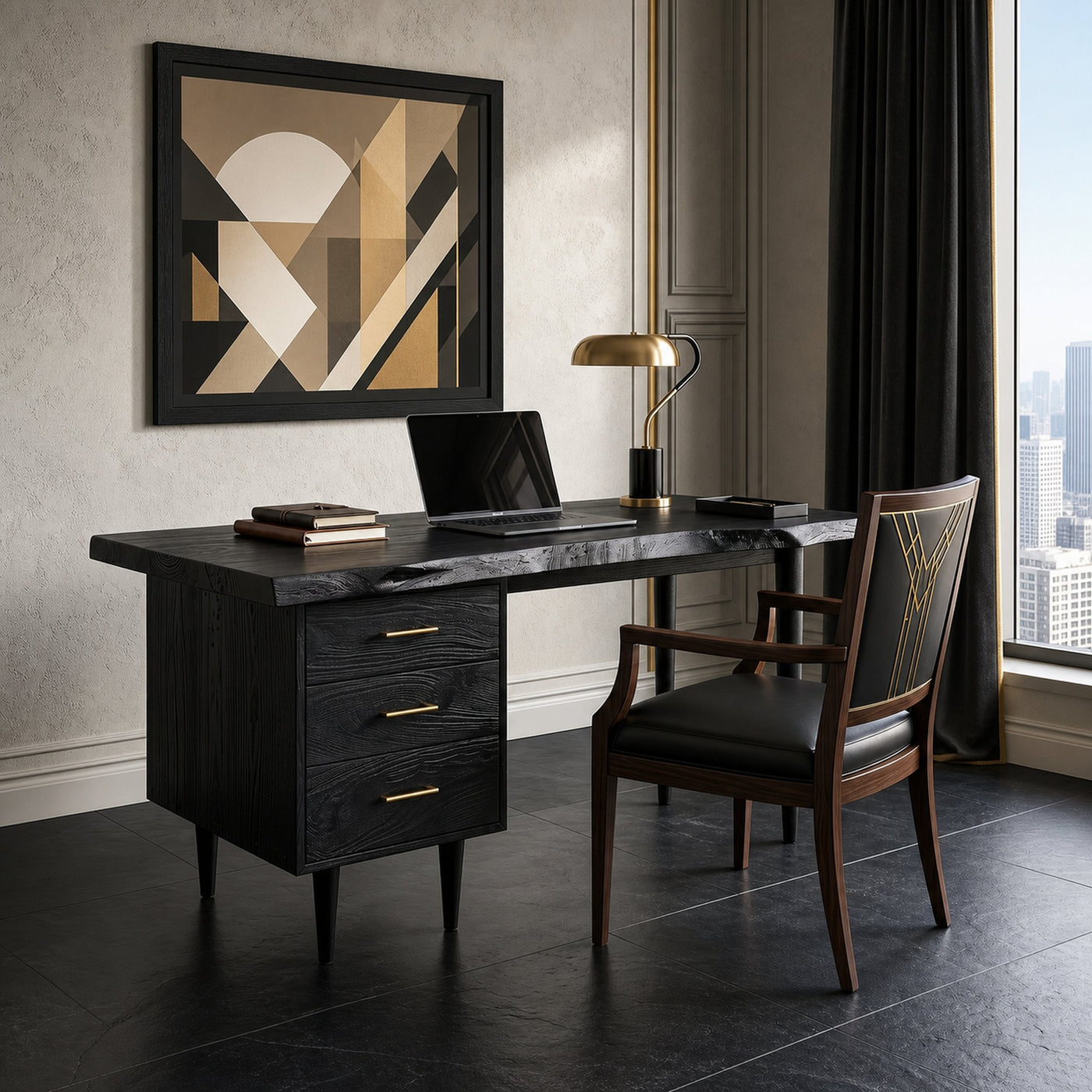 Luxury Office Desk With Open Shelf For High Rise Office - product view 4