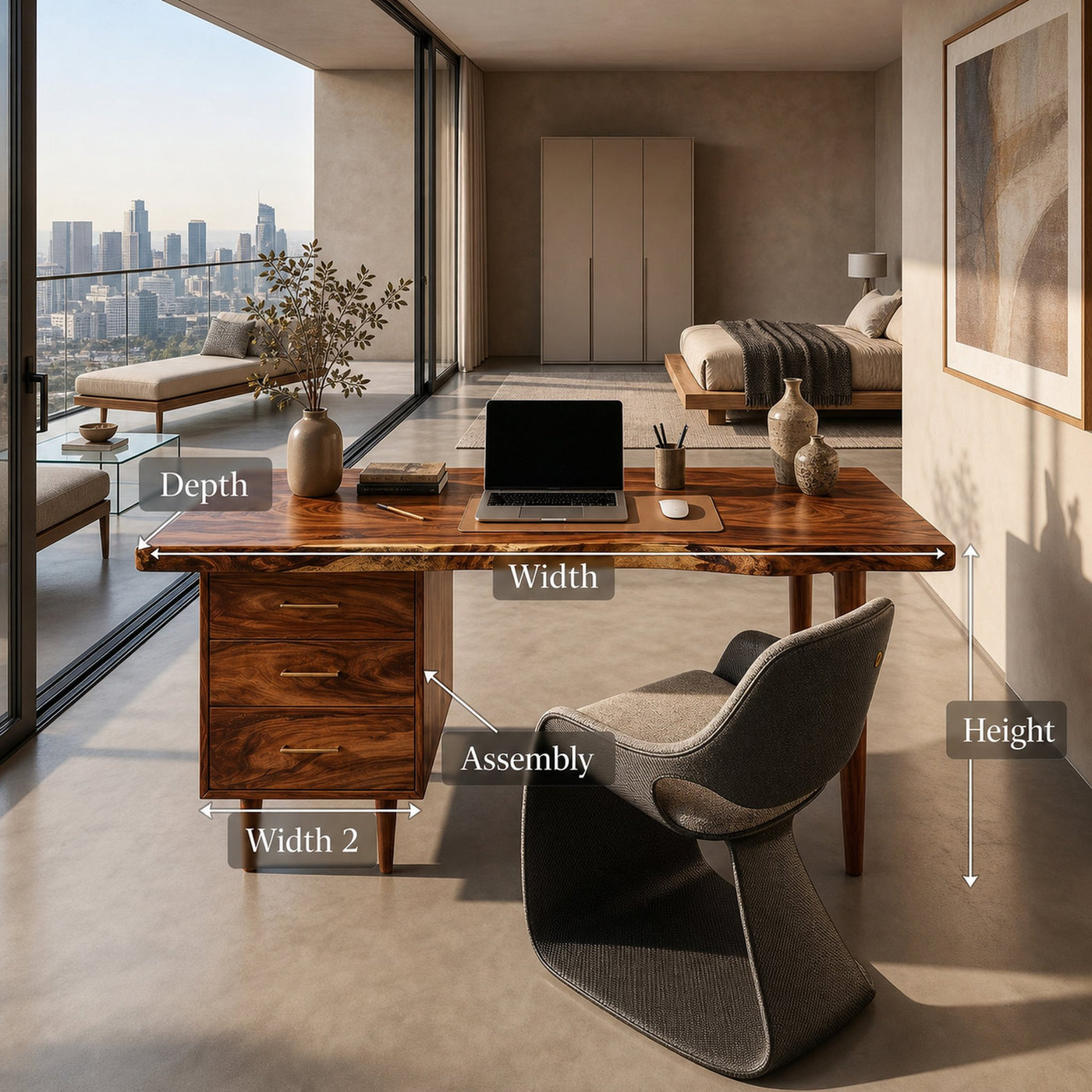 Luxury Office Desk With Open Shelf For High Rise Office - product view 8