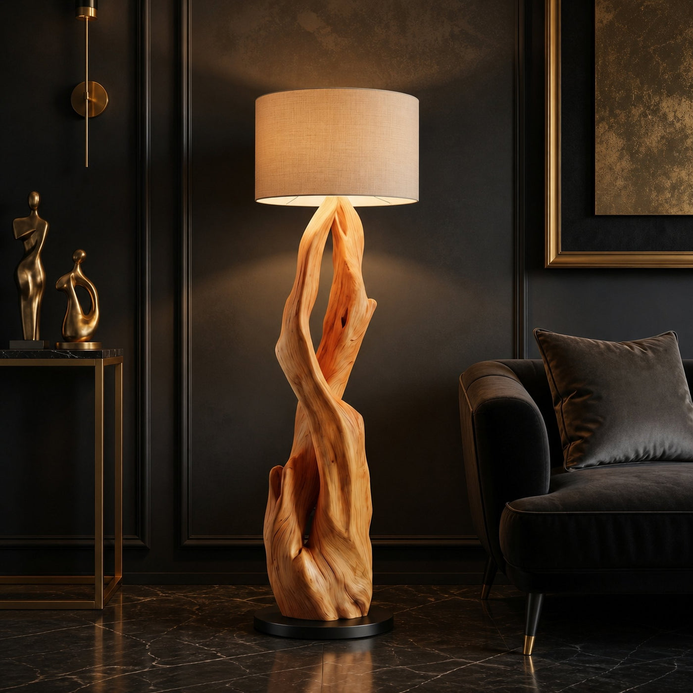 Luxury Organic Modern Sculptural Floor Lamp For Bedroom And Corner