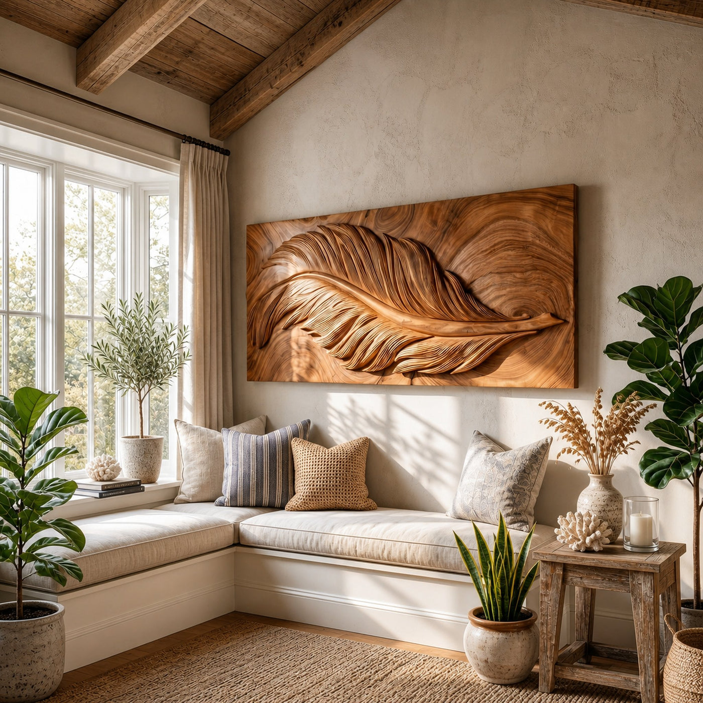 Luxury Wall Art With Feather Design For Dining Room - product view 4