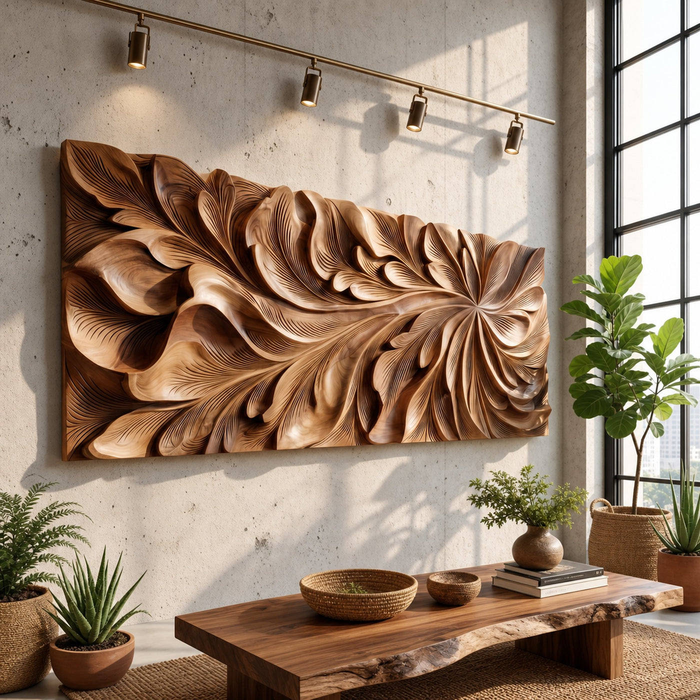 Luxury Wall Art With Floral Carving For Living Room - product view 3
